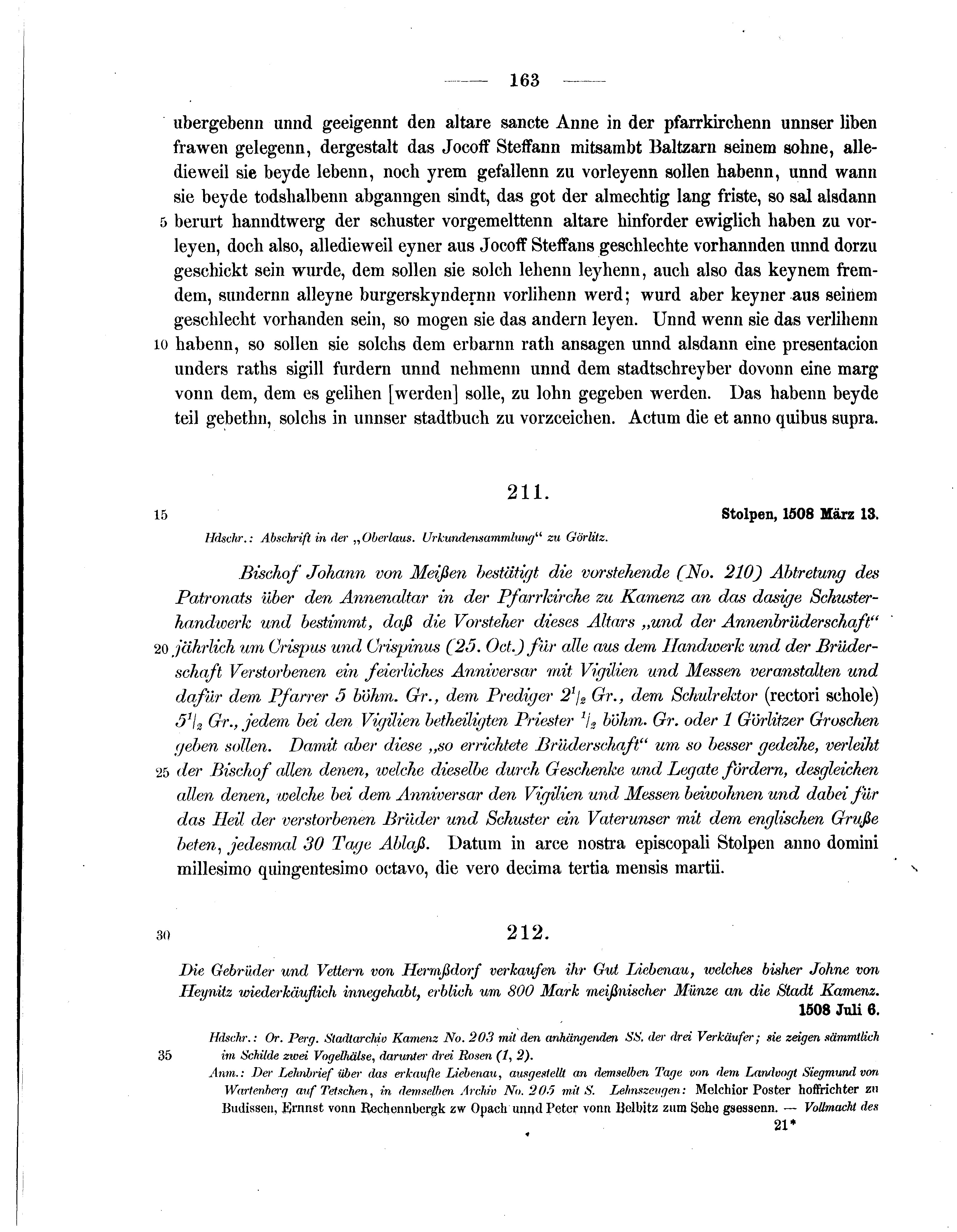 Historische Urkunde Seite 163 aus Band cds2_07