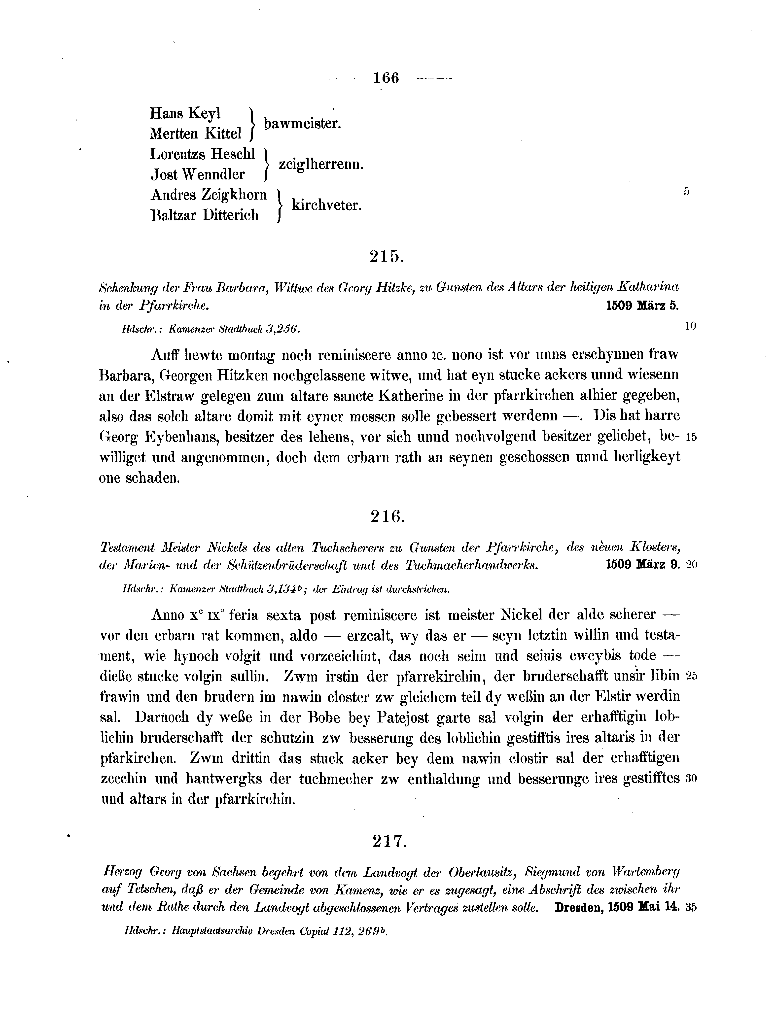 Historische Urkunde Seite 166 aus Band cds2_07