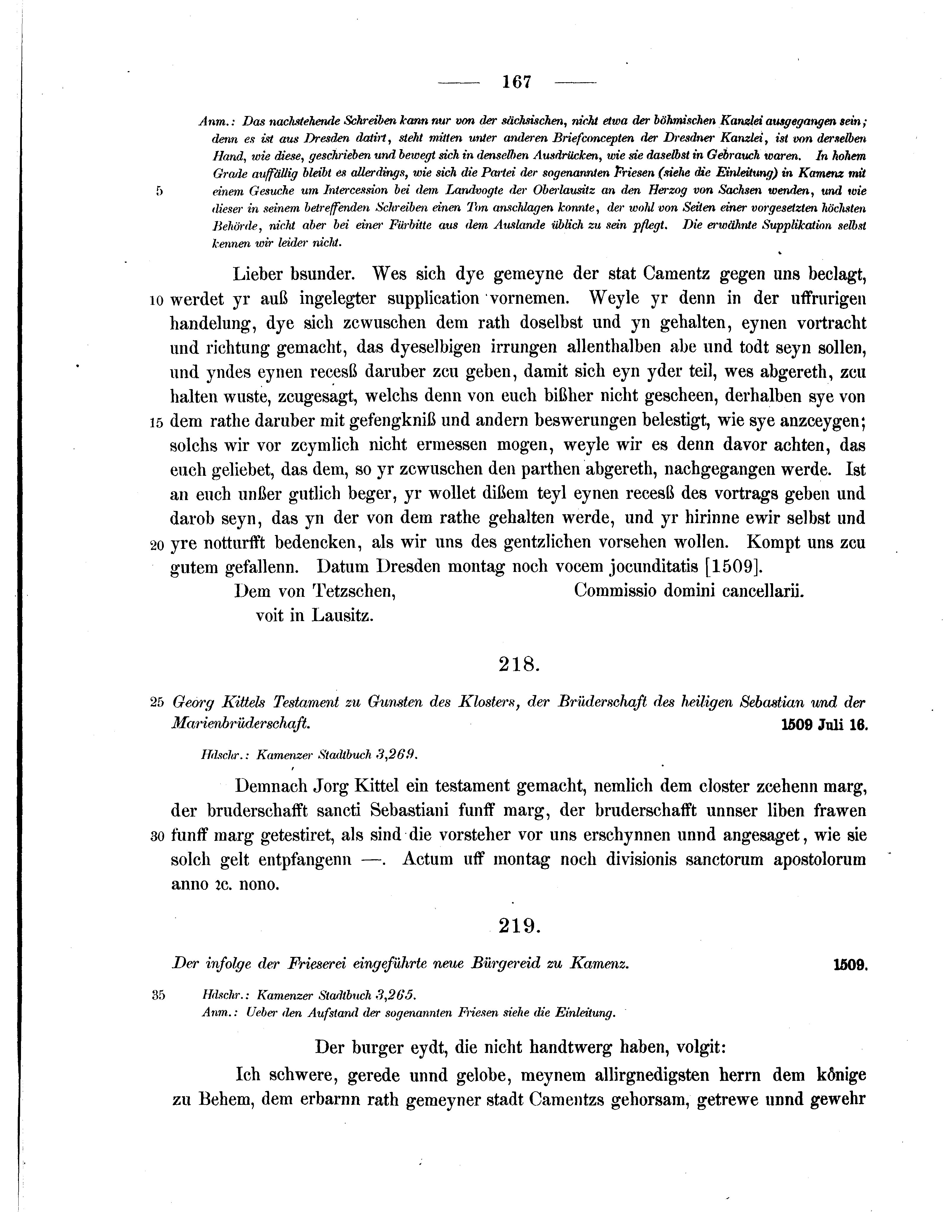 Historische Urkunde Seite 167 aus Band cds2_07