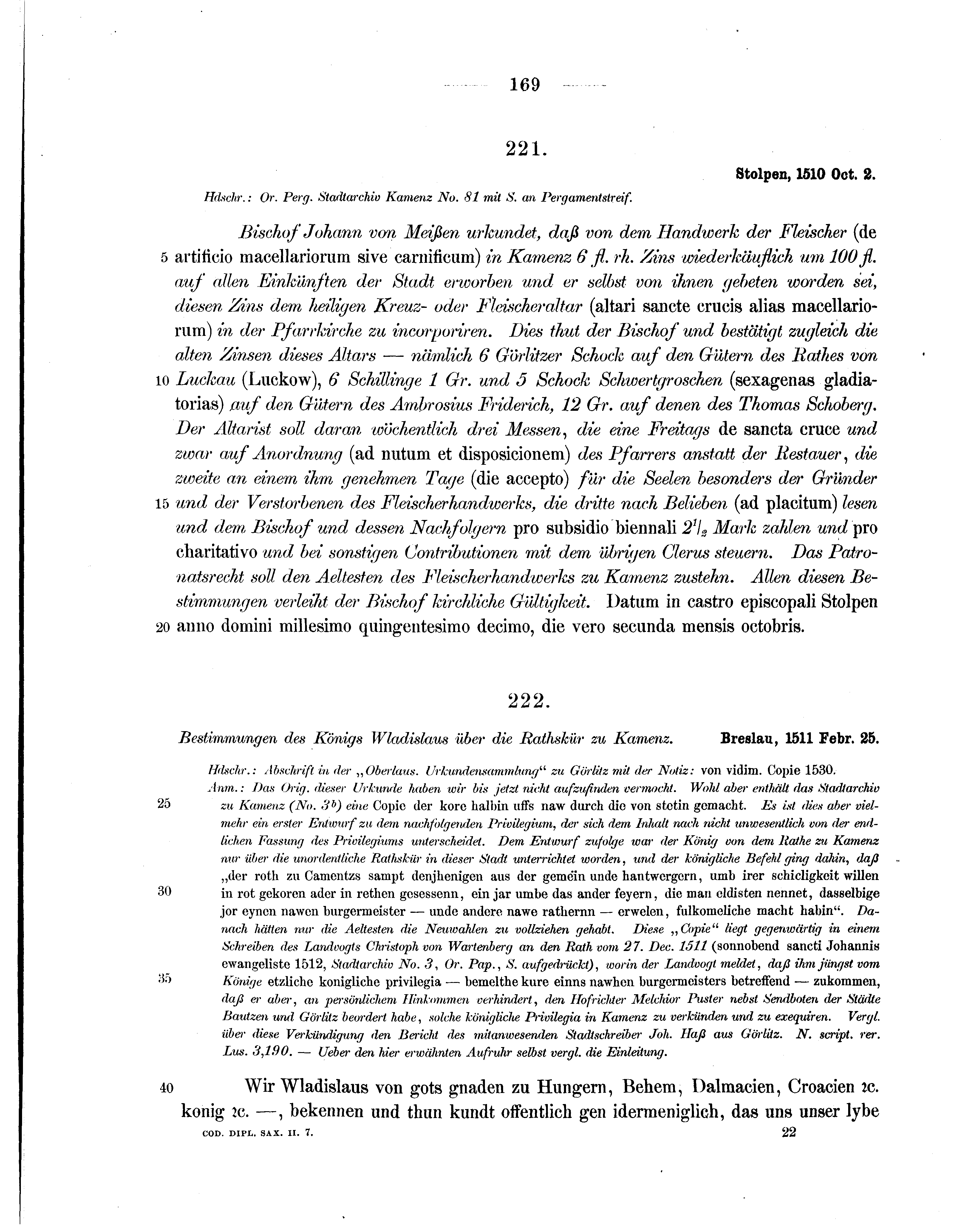 Historische Urkunde Seite 169 aus Band cds2_07
