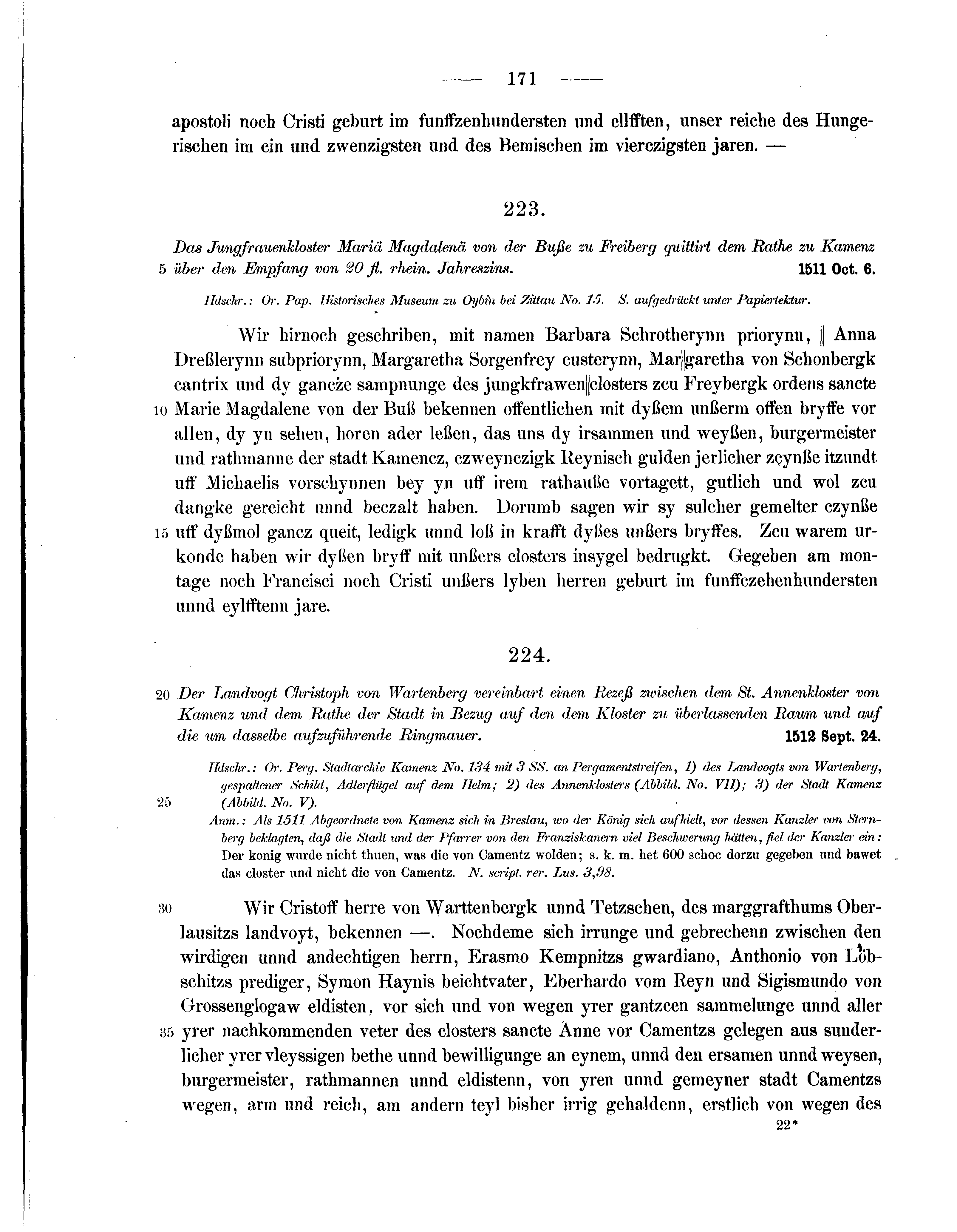 Historische Urkunde Seite 171 aus Band cds2_07