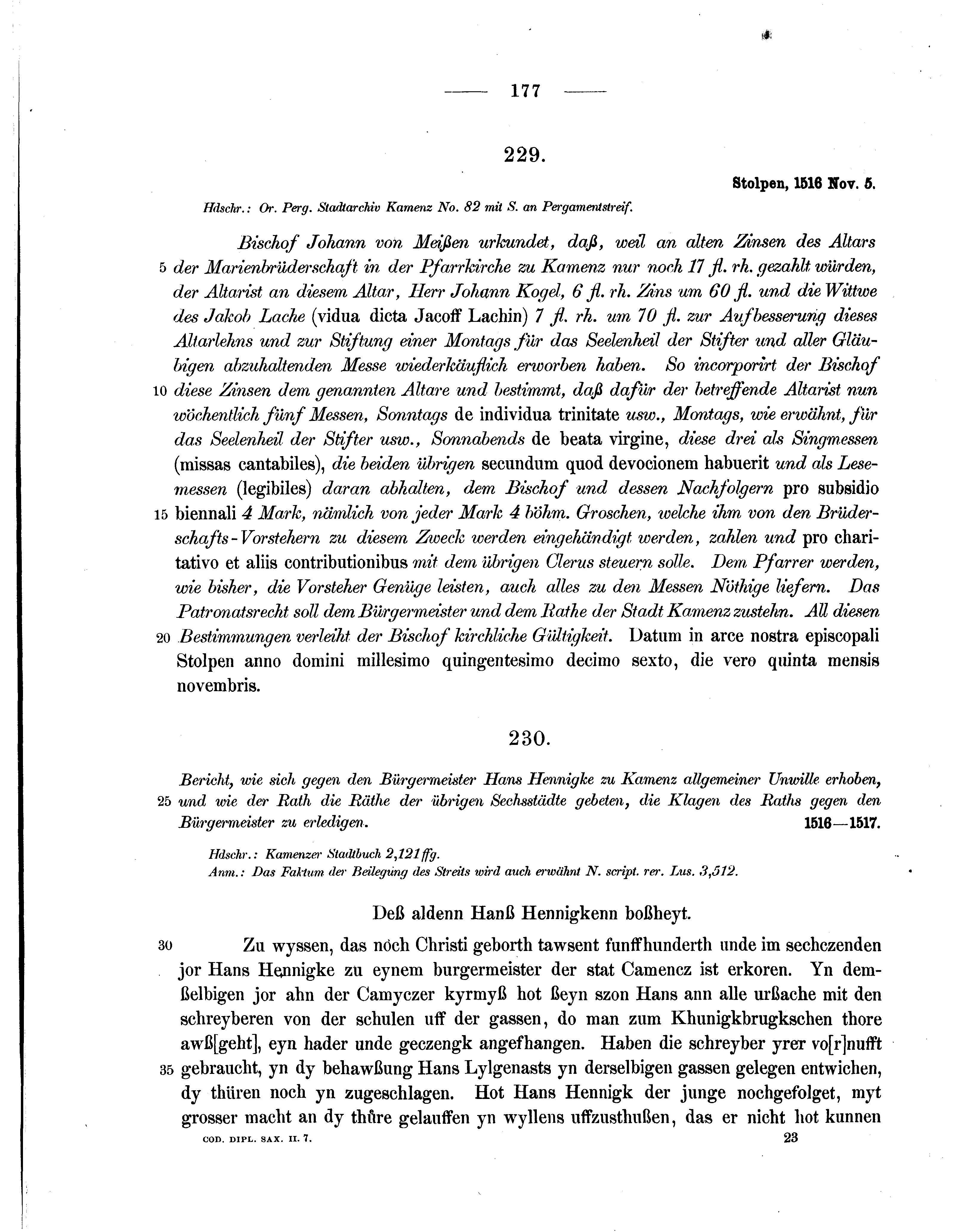 Historische Urkunde Seite 177 aus Band cds2_07