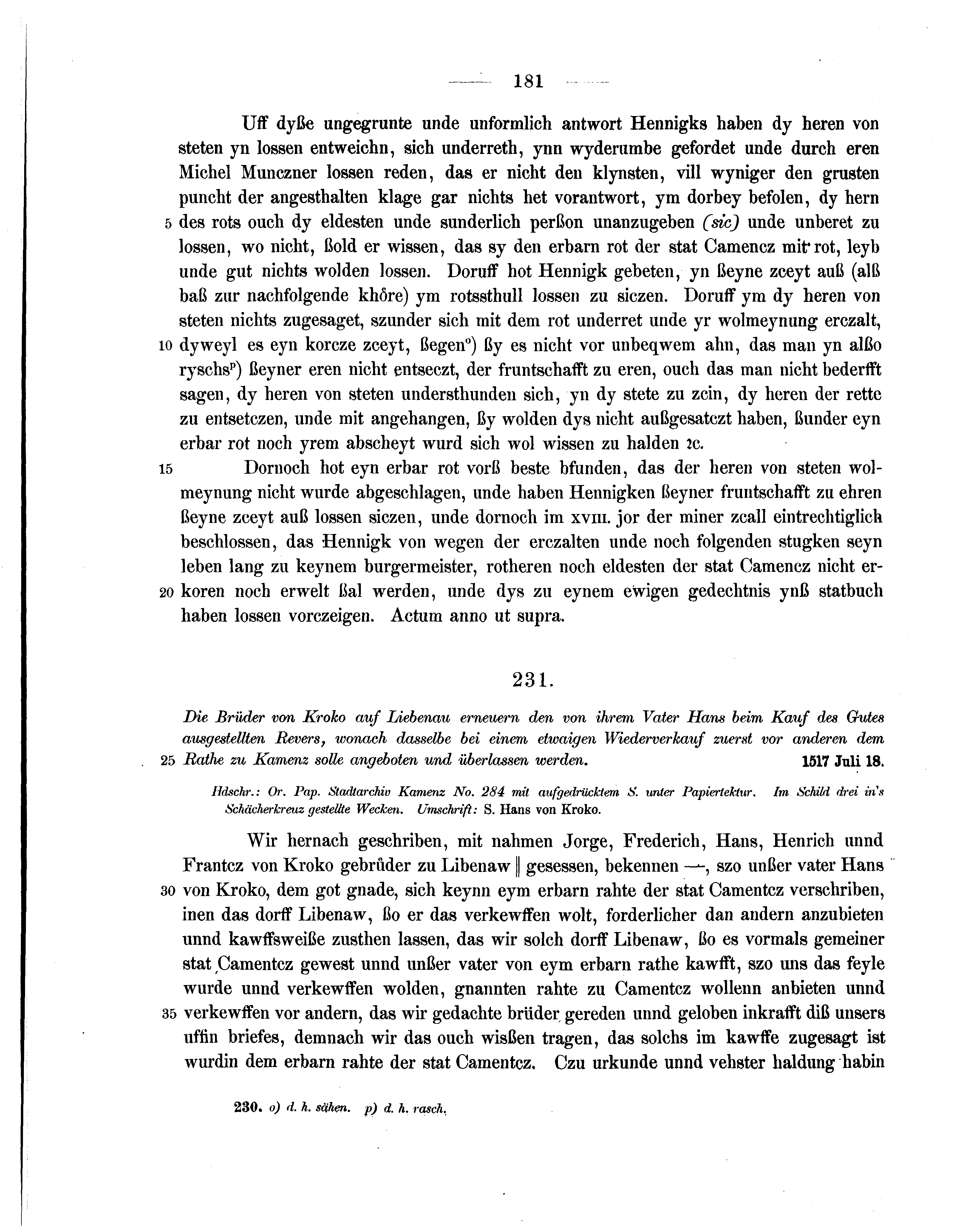 Historische Urkunde Seite 181 aus Band cds2_07