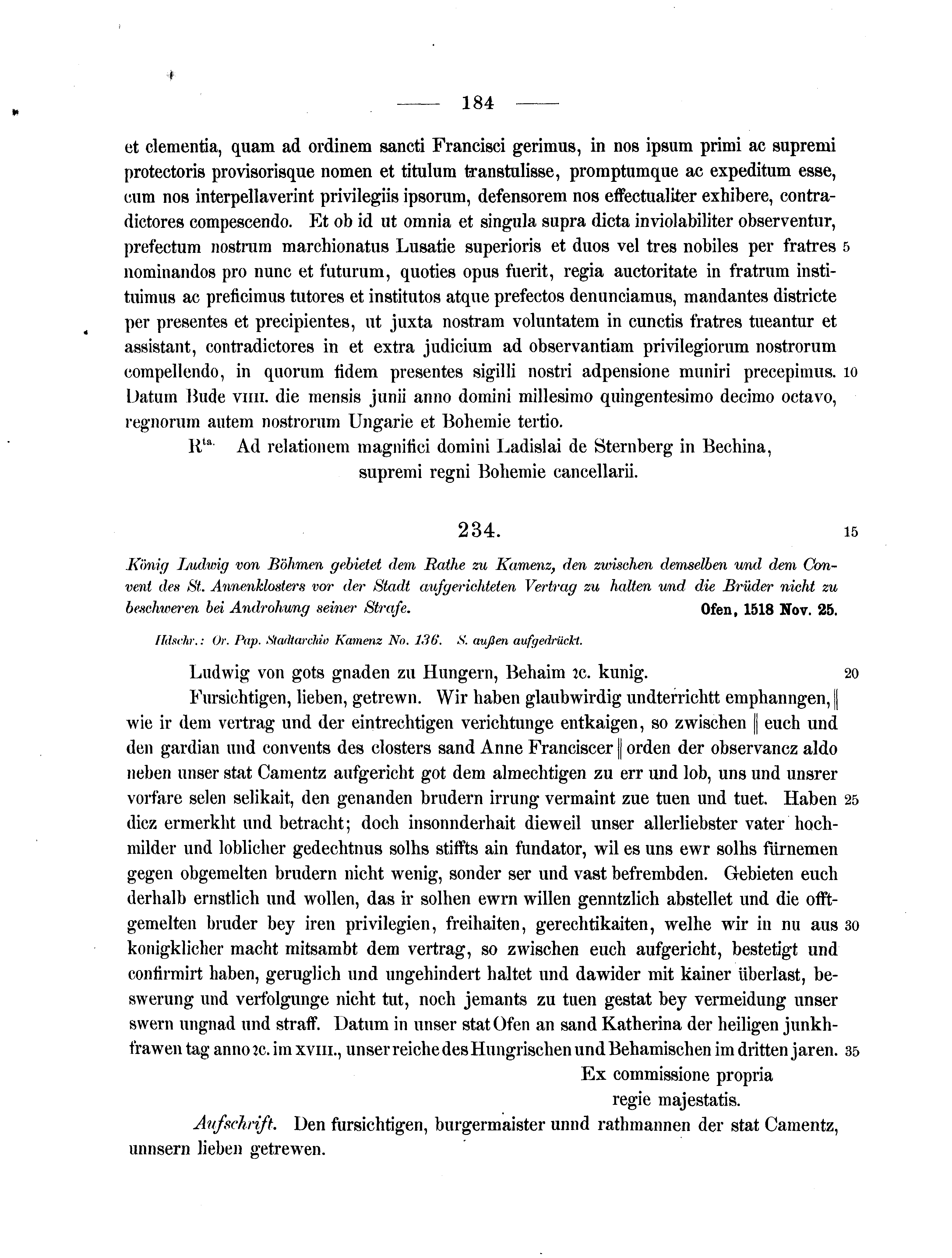 Historische Urkunde Seite 184 aus Band cds2_07