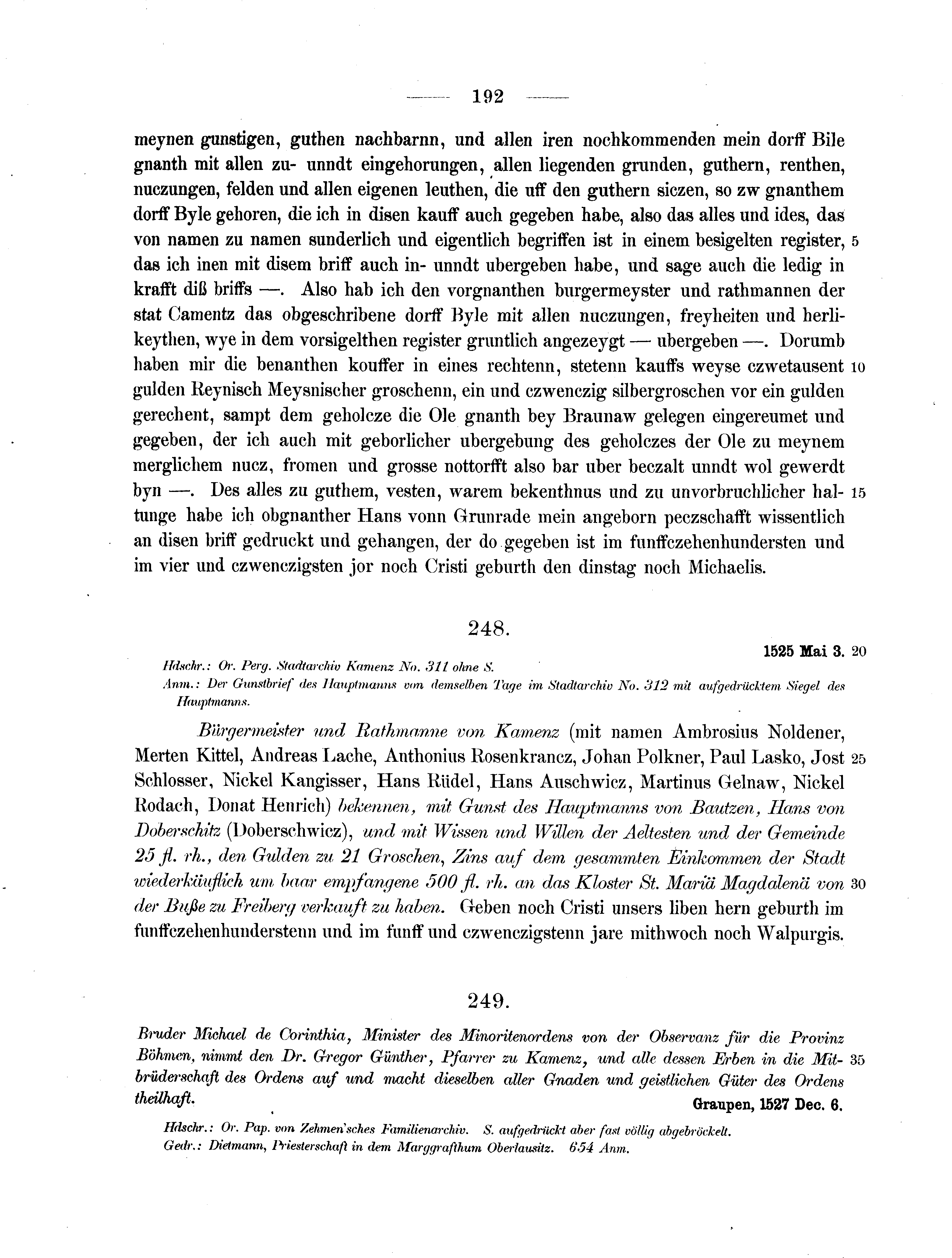 Historische Urkunde Seite 192 aus Band cds2_07