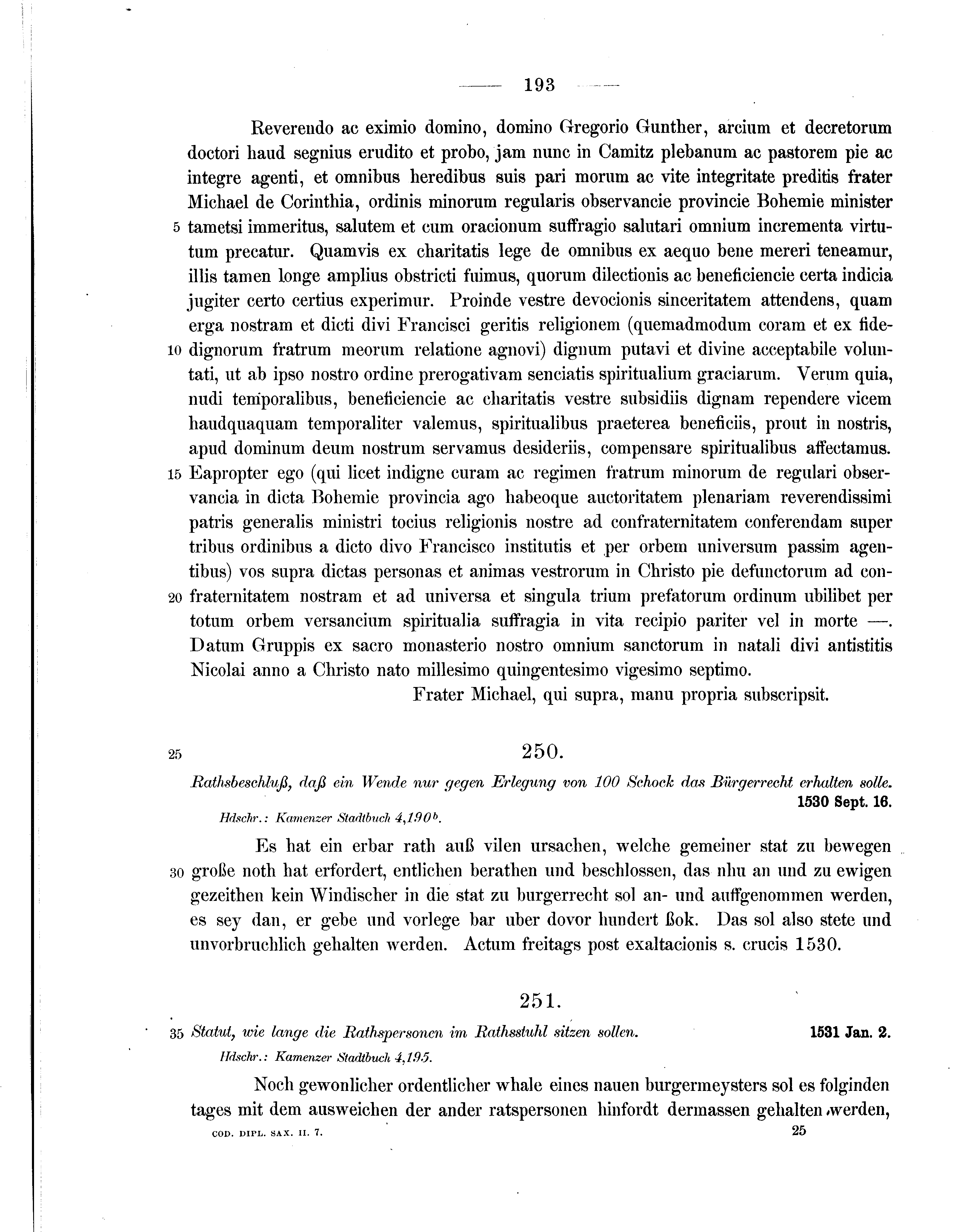 Historische Urkunde Seite 193 aus Band cds2_07