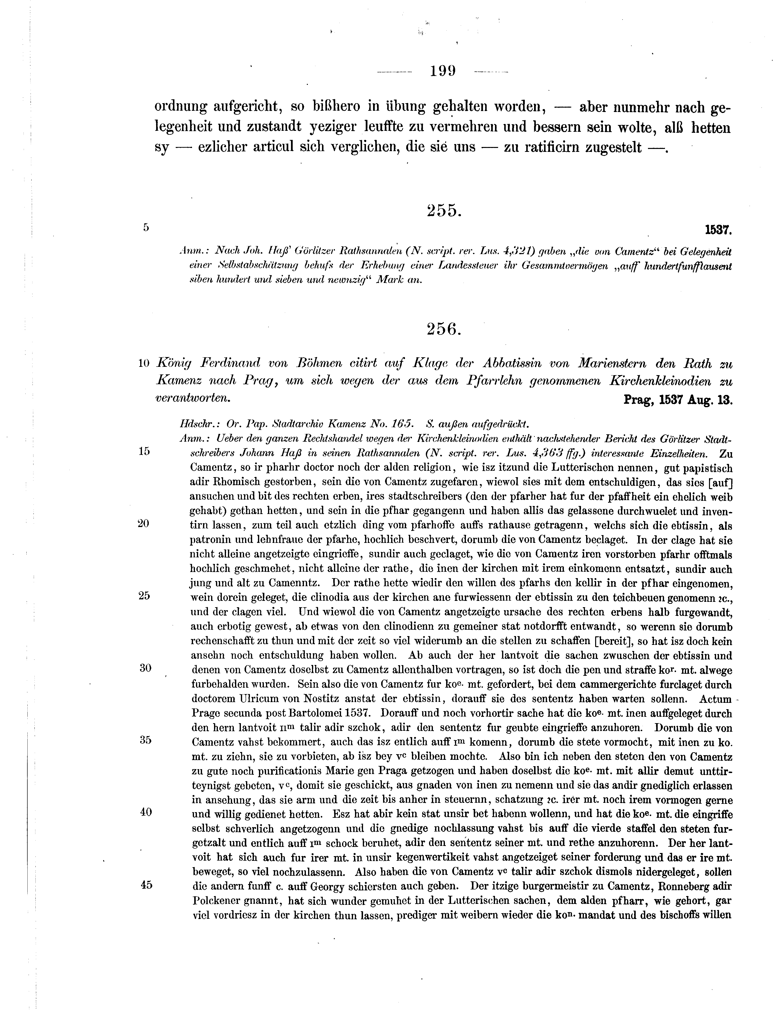 Historische Urkunde Seite 199 aus Band cds2_07