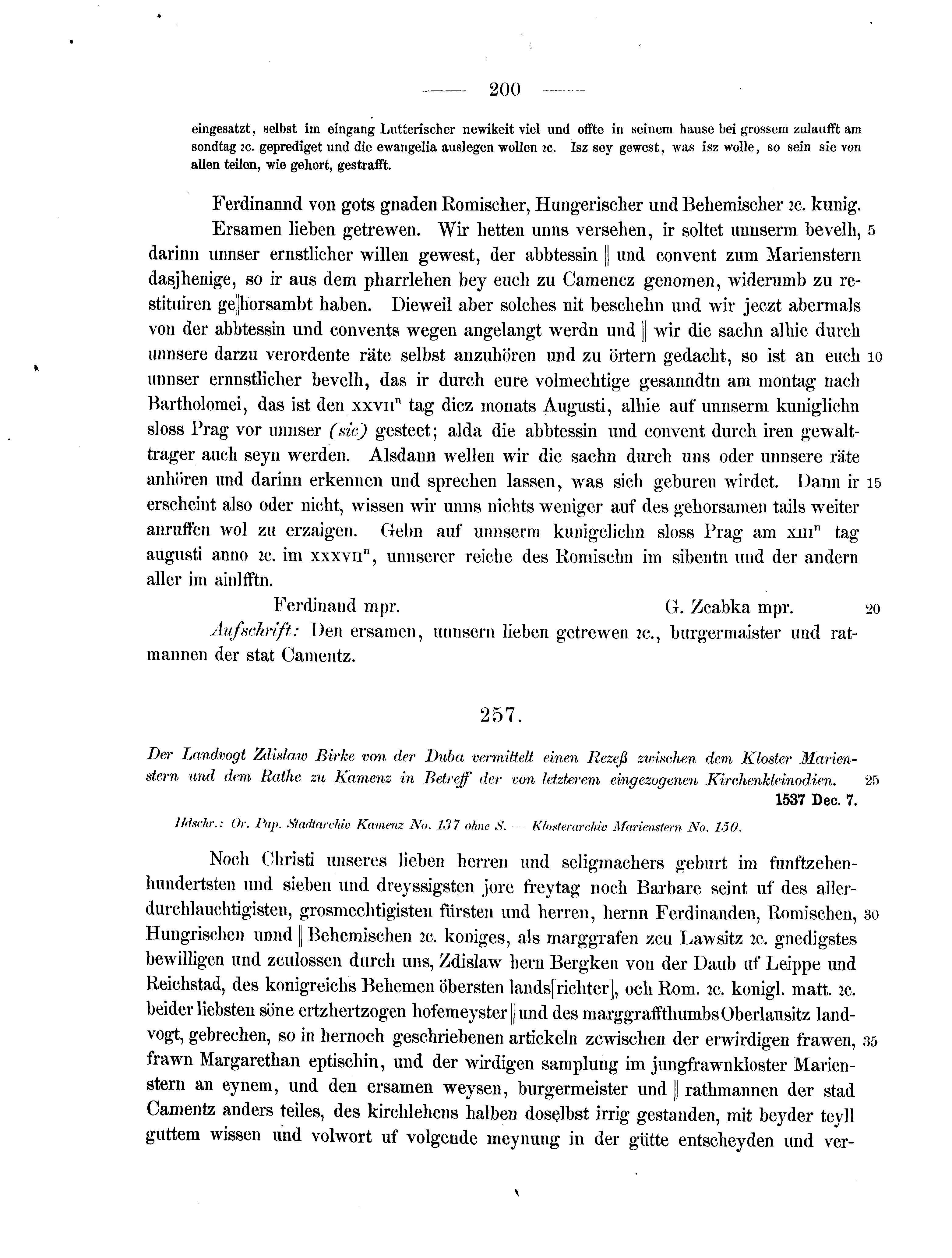 Historische Urkunde Seite 200 aus Band cds2_07