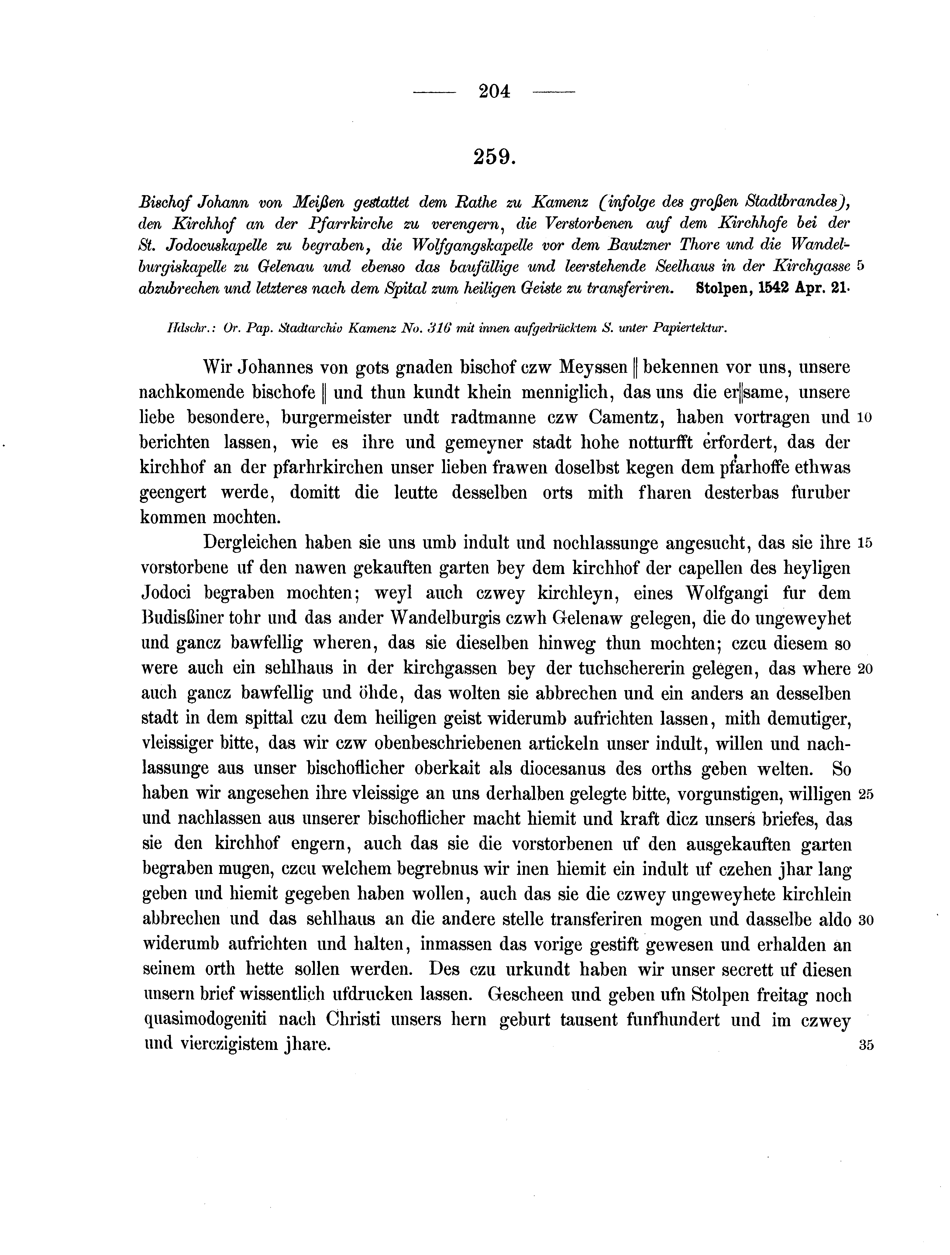 Historische Urkunde Seite 204 aus Band cds2_07