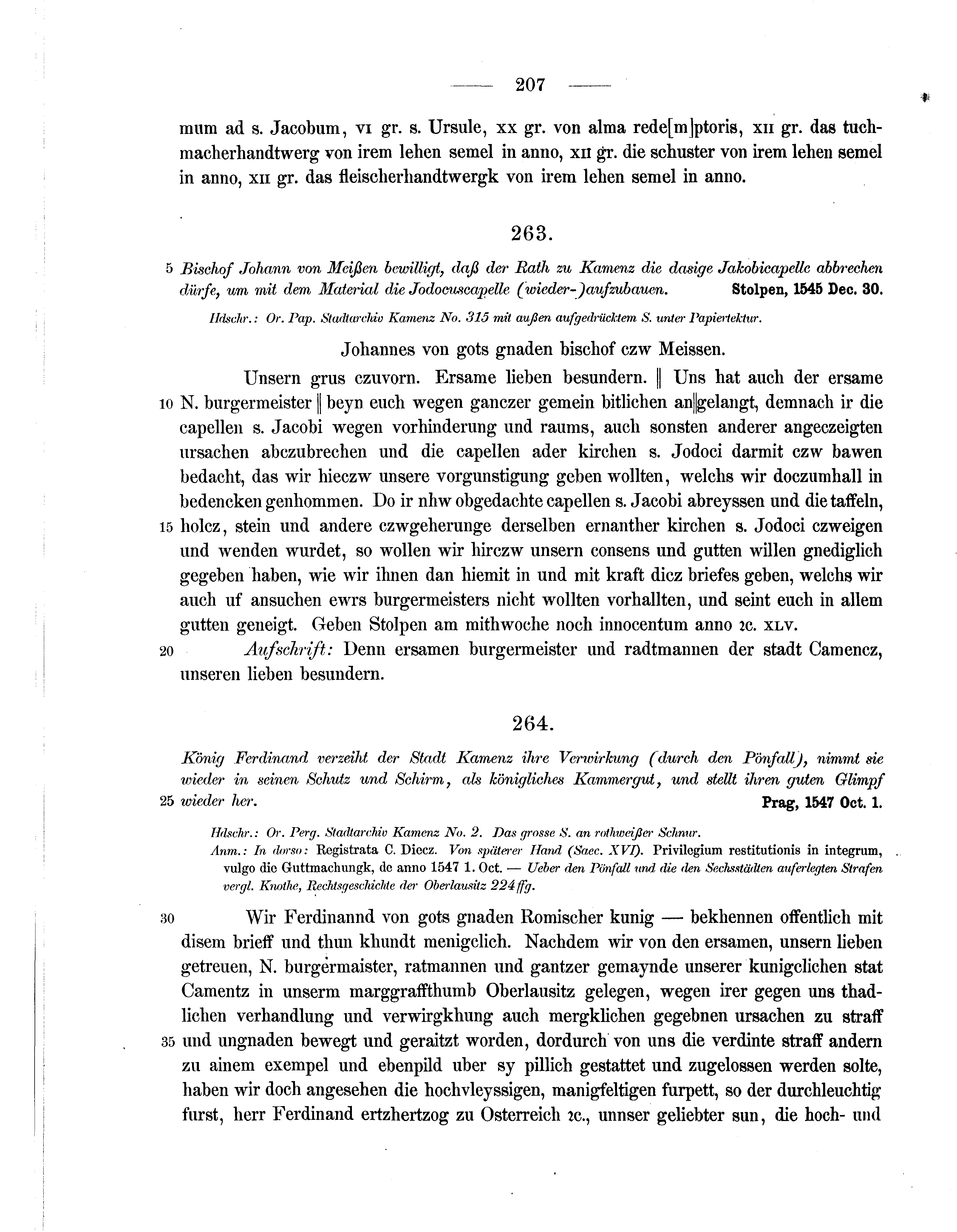Historische Urkunde Seite 207 aus Band cds2_07