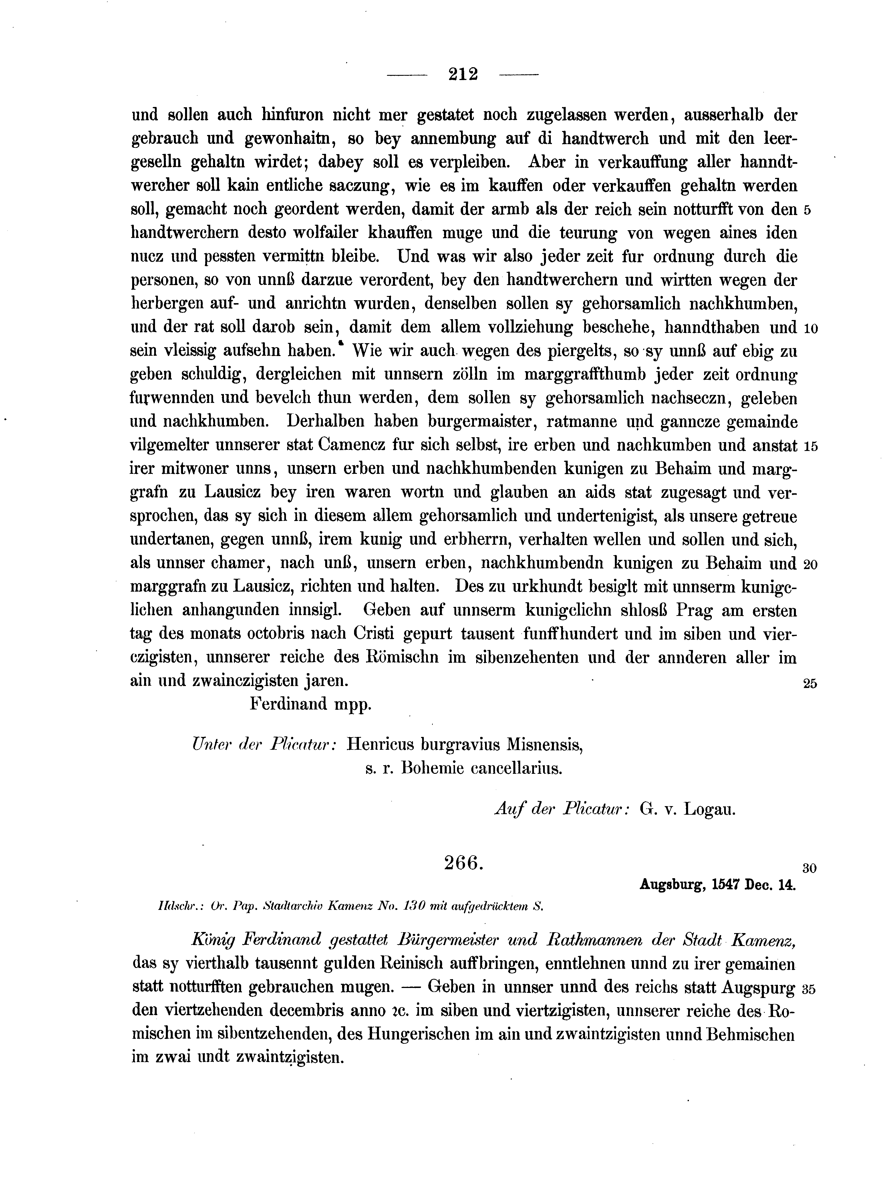 Historische Urkunde Seite 212 aus Band cds2_07