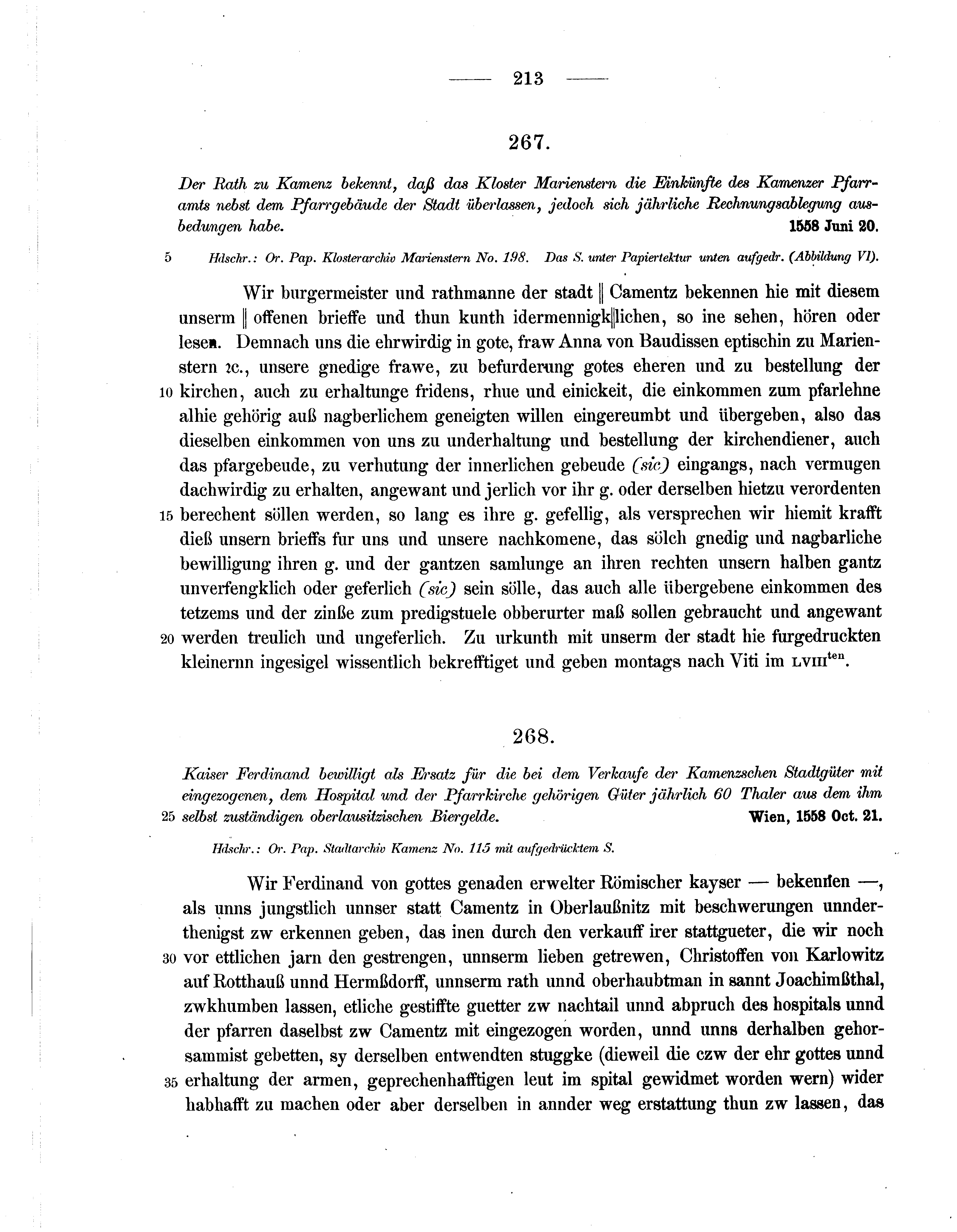 Historische Urkunde Seite 213 aus Band cds2_07