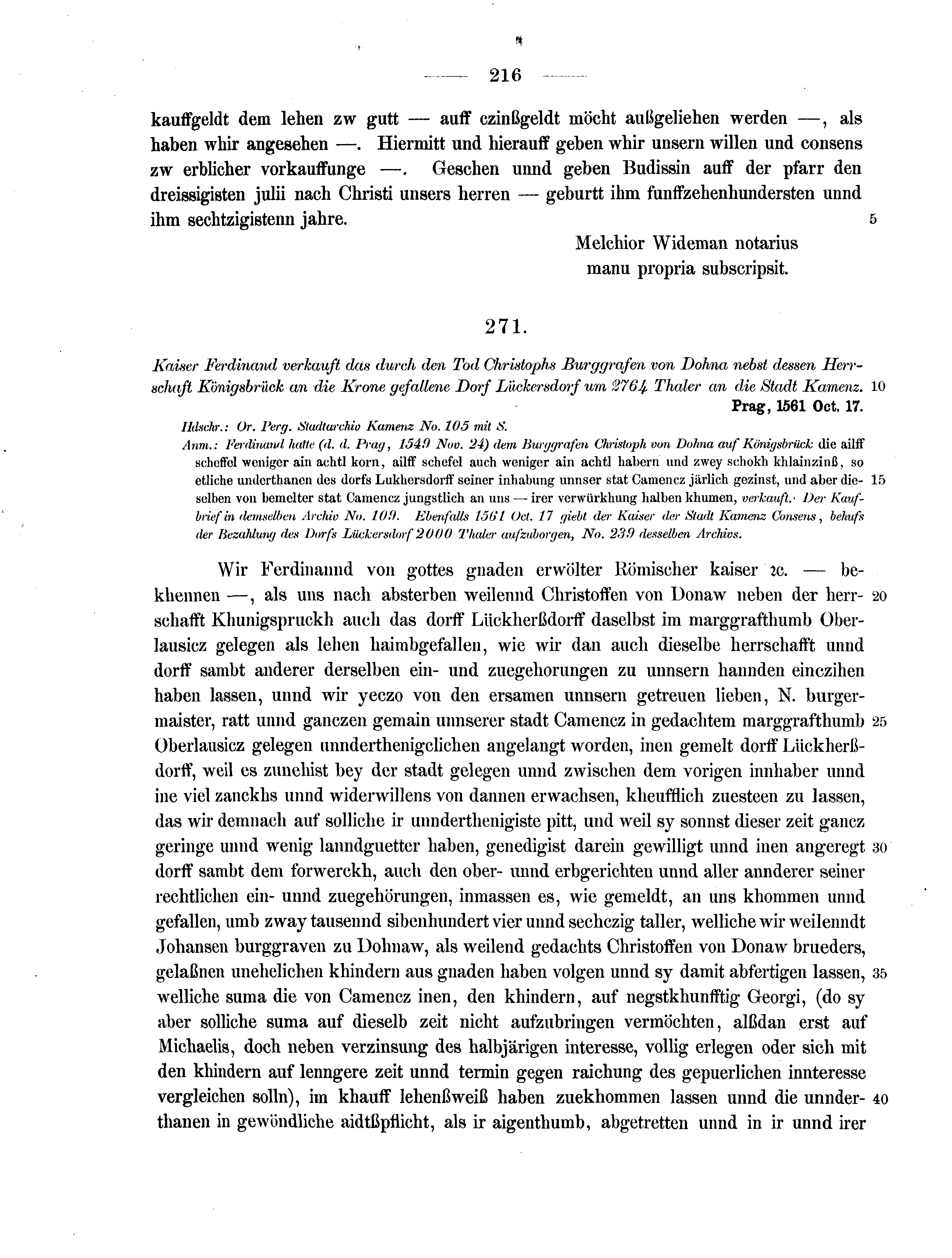 Historische Urkunde Seite 216 aus Band cds2_07