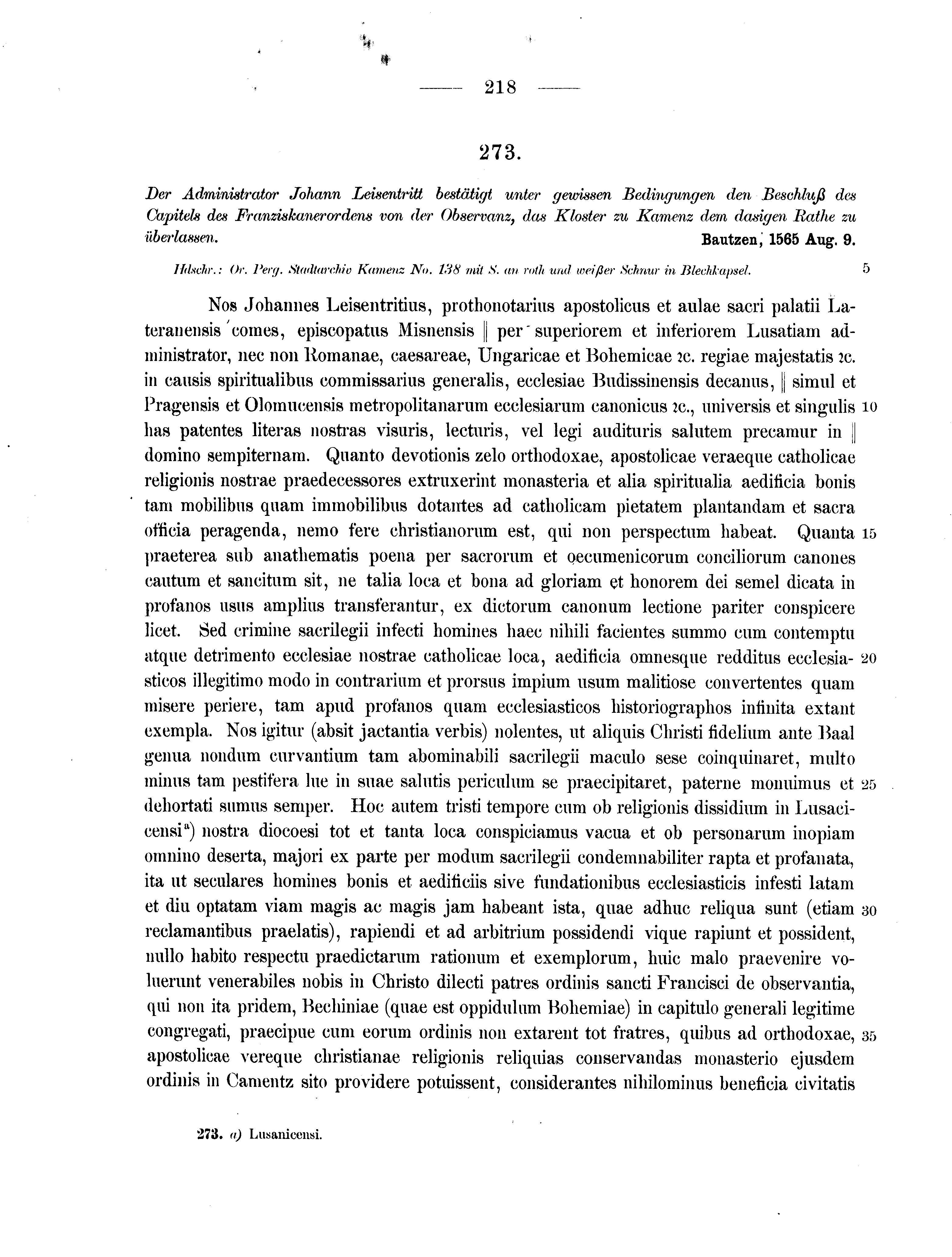 Historische Urkunde Seite 218 aus Band cds2_07