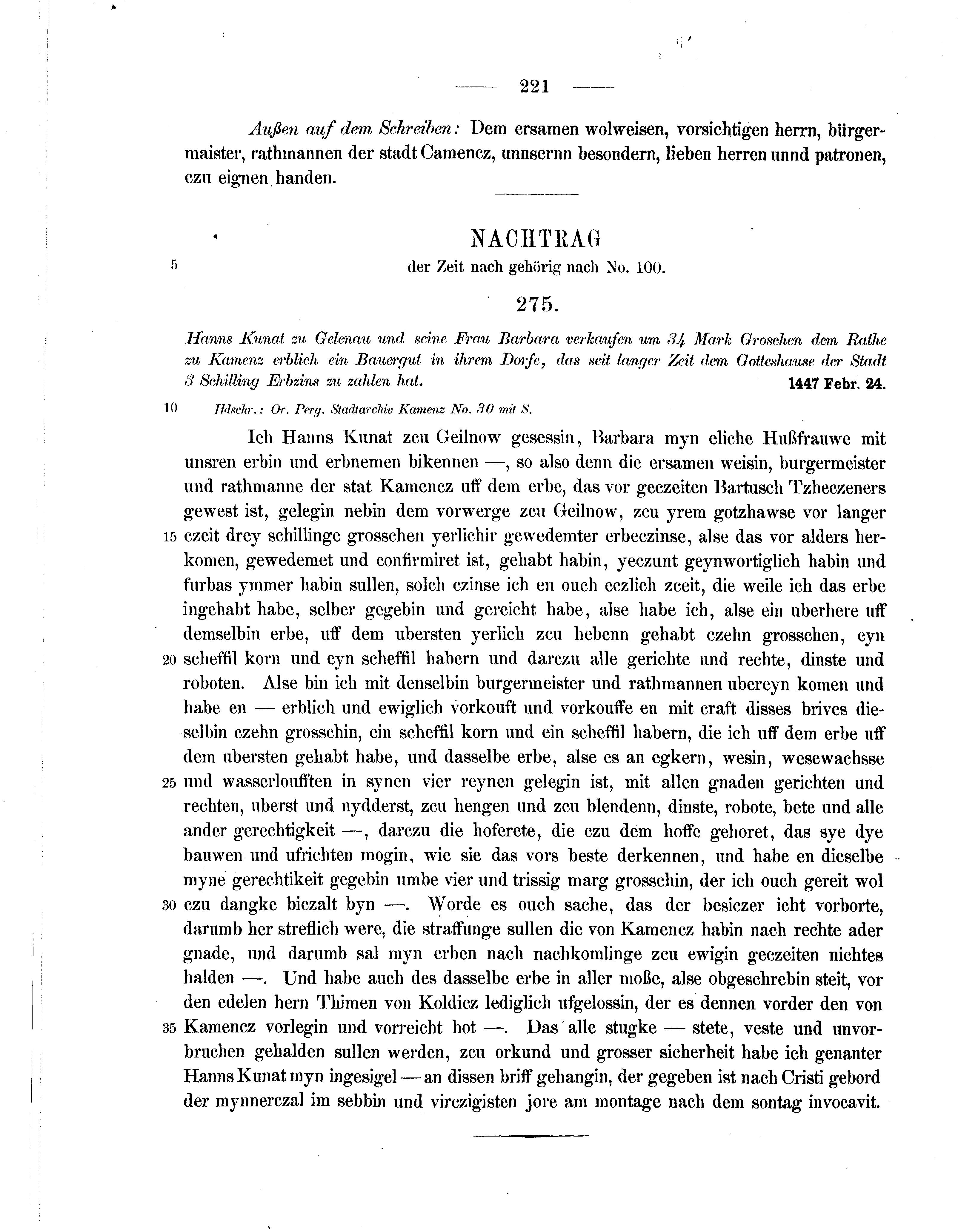 Historische Urkunde Seite 221 aus Band cds2_07