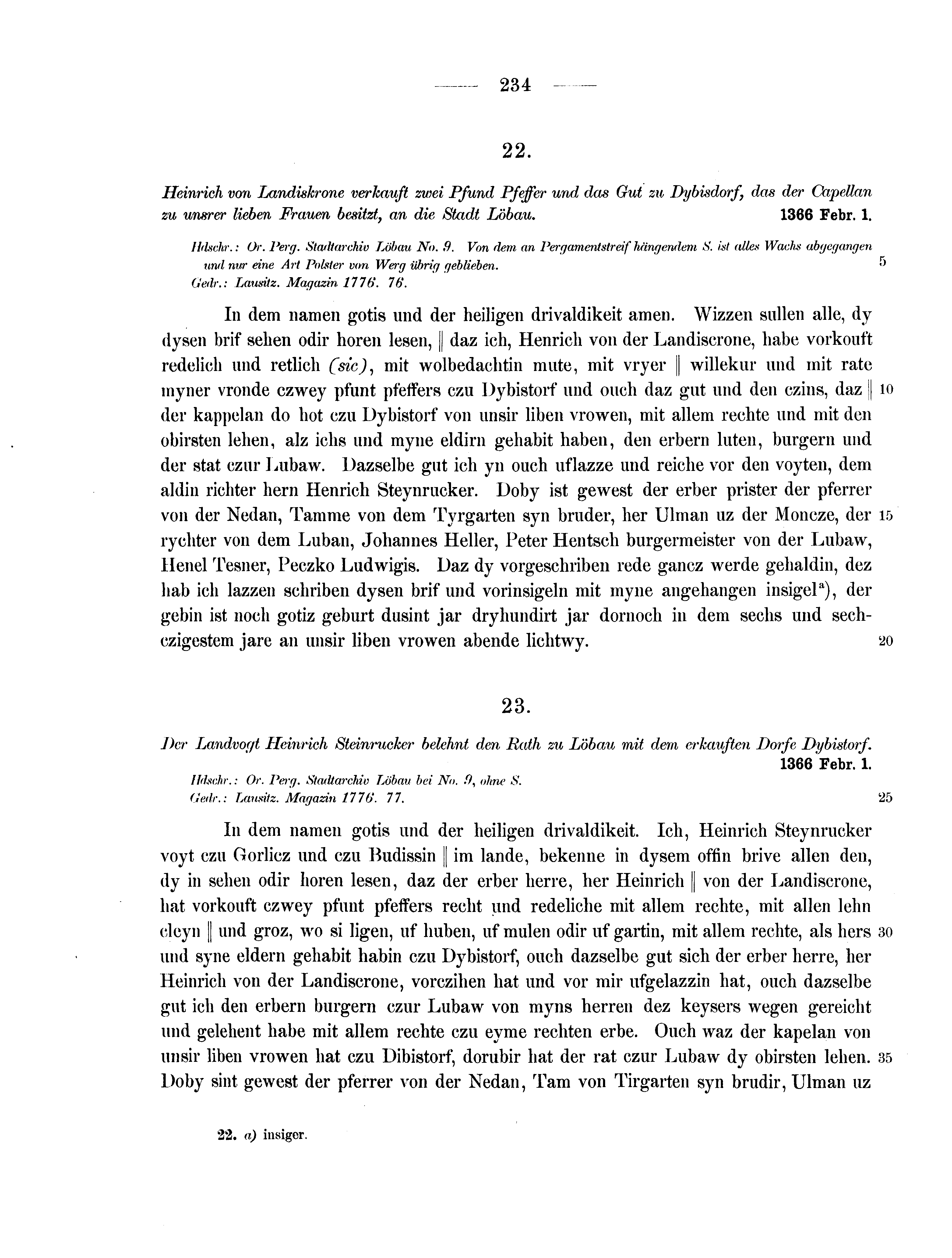 Historische Urkunde Seite 234 aus Band cds2_07