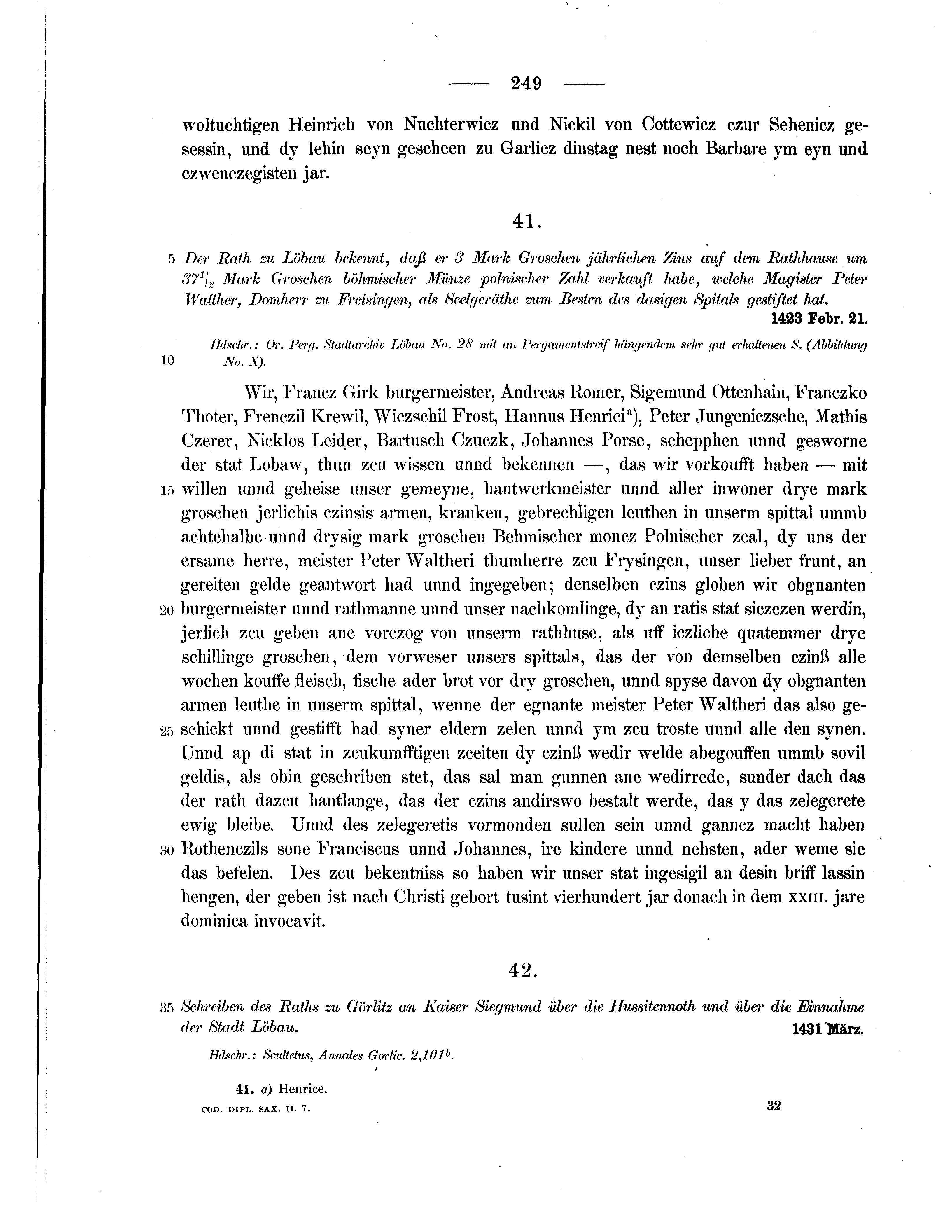 Historische Urkunde Seite 249 aus Band cds2_07