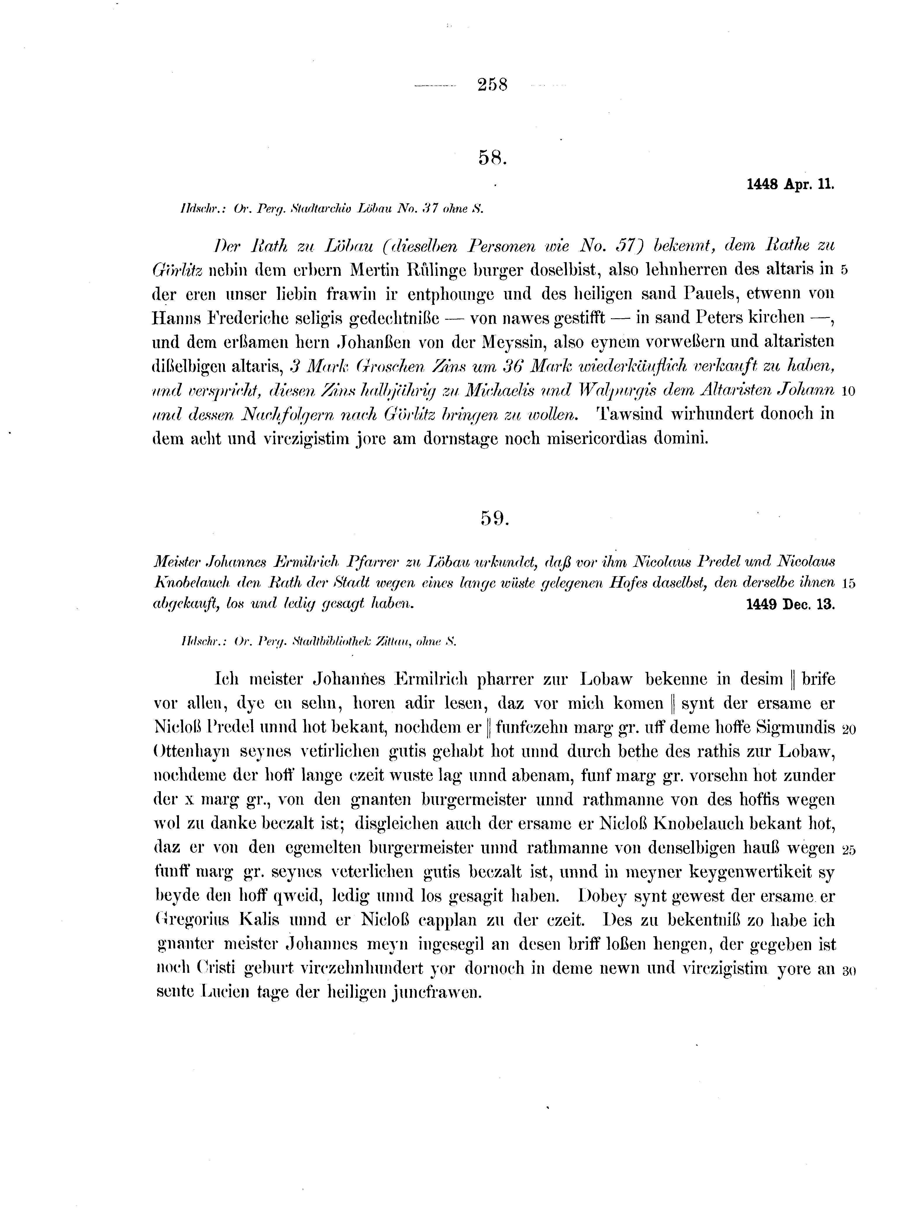 Historische Urkunde Seite 258 aus Band cds2_07