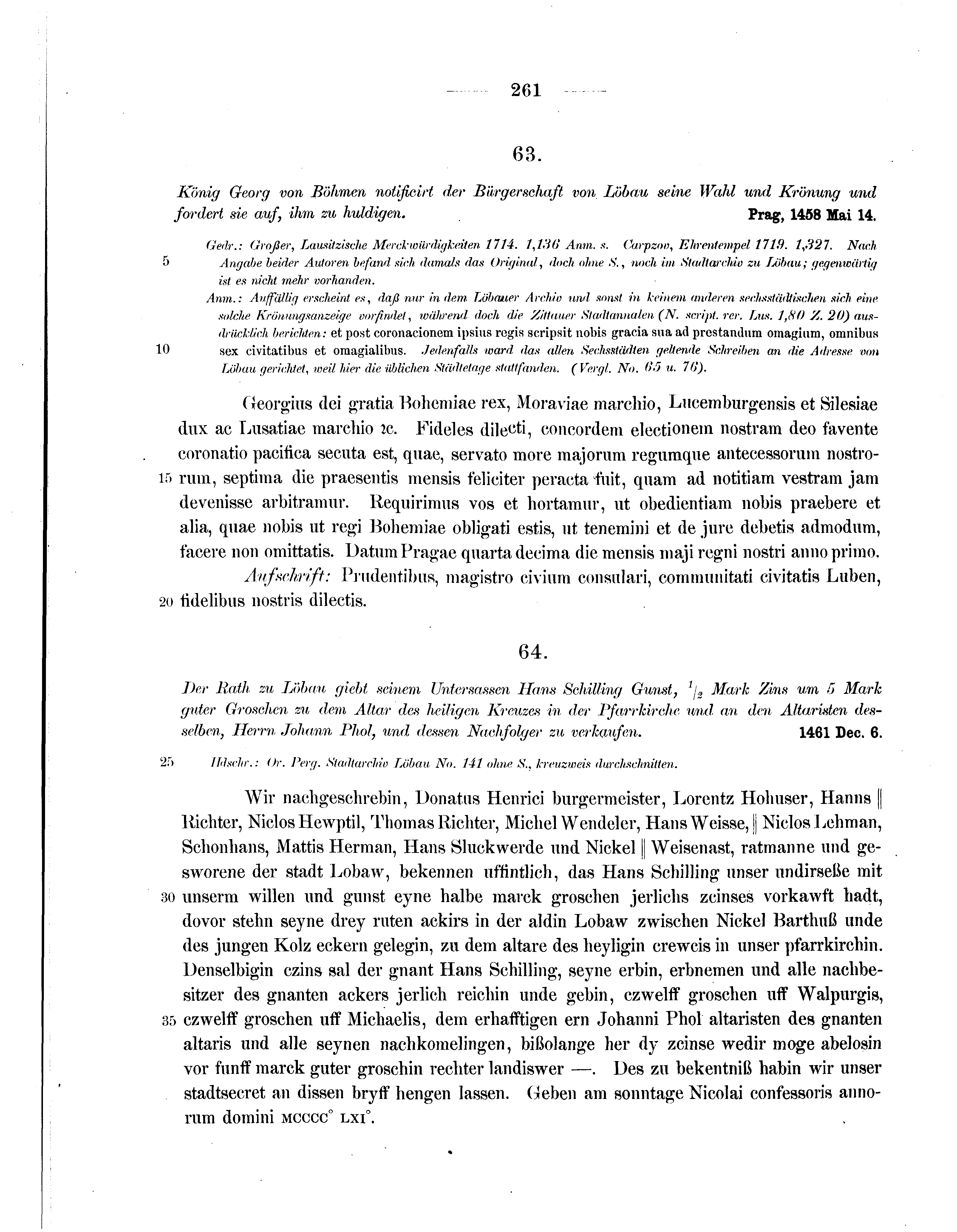 Historische Urkunde Seite 261 aus Band cds2_07