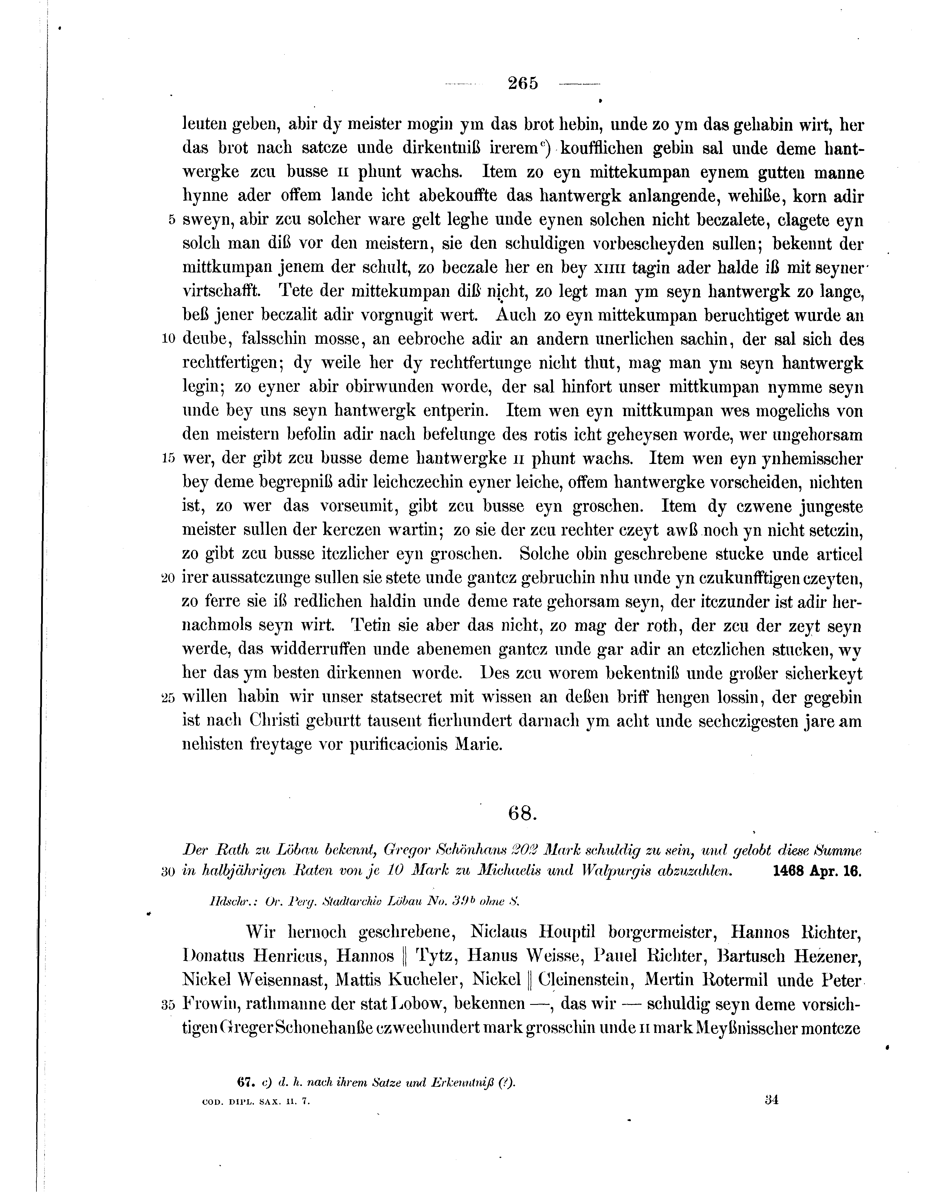 Historische Urkunde Seite 265 aus Band cds2_07