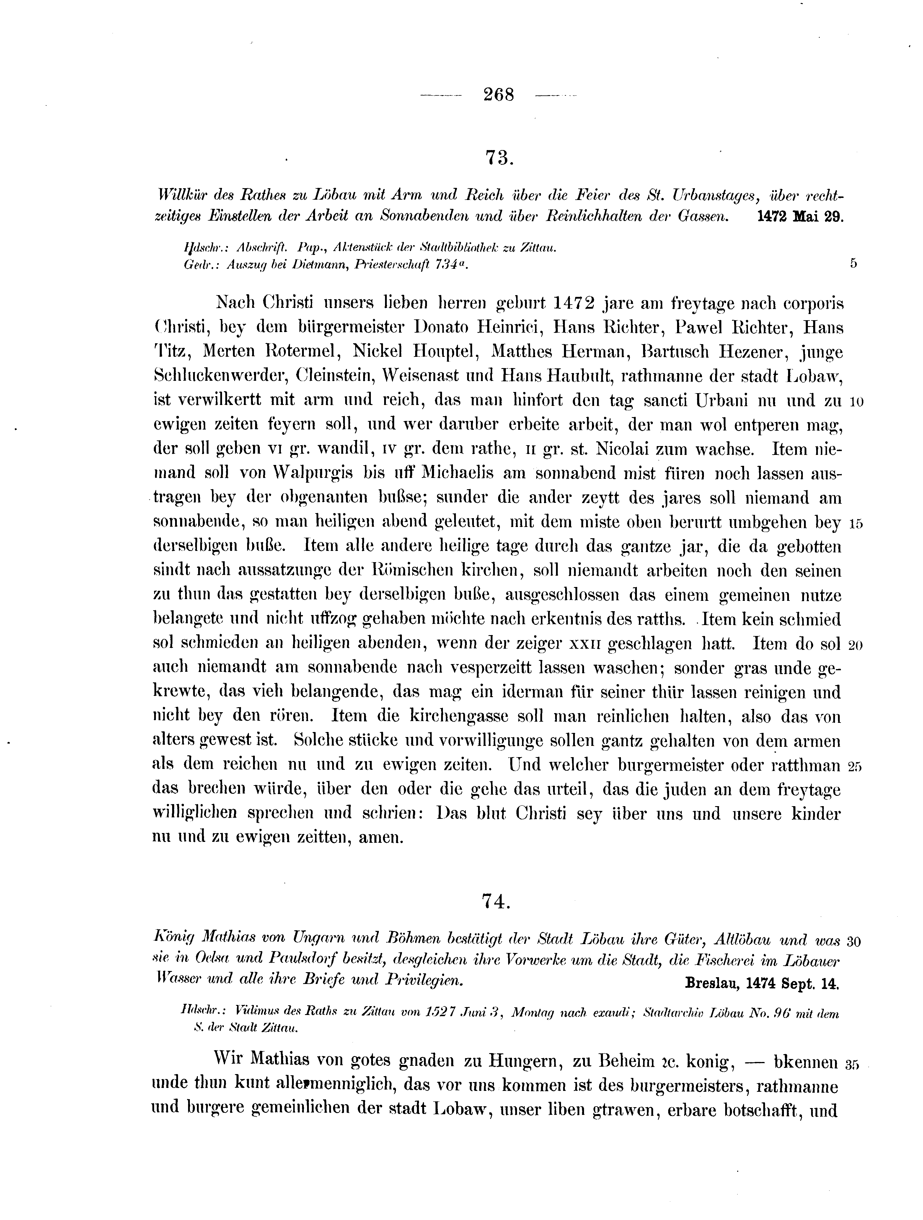 Historische Urkunde Seite 268 aus Band cds2_07