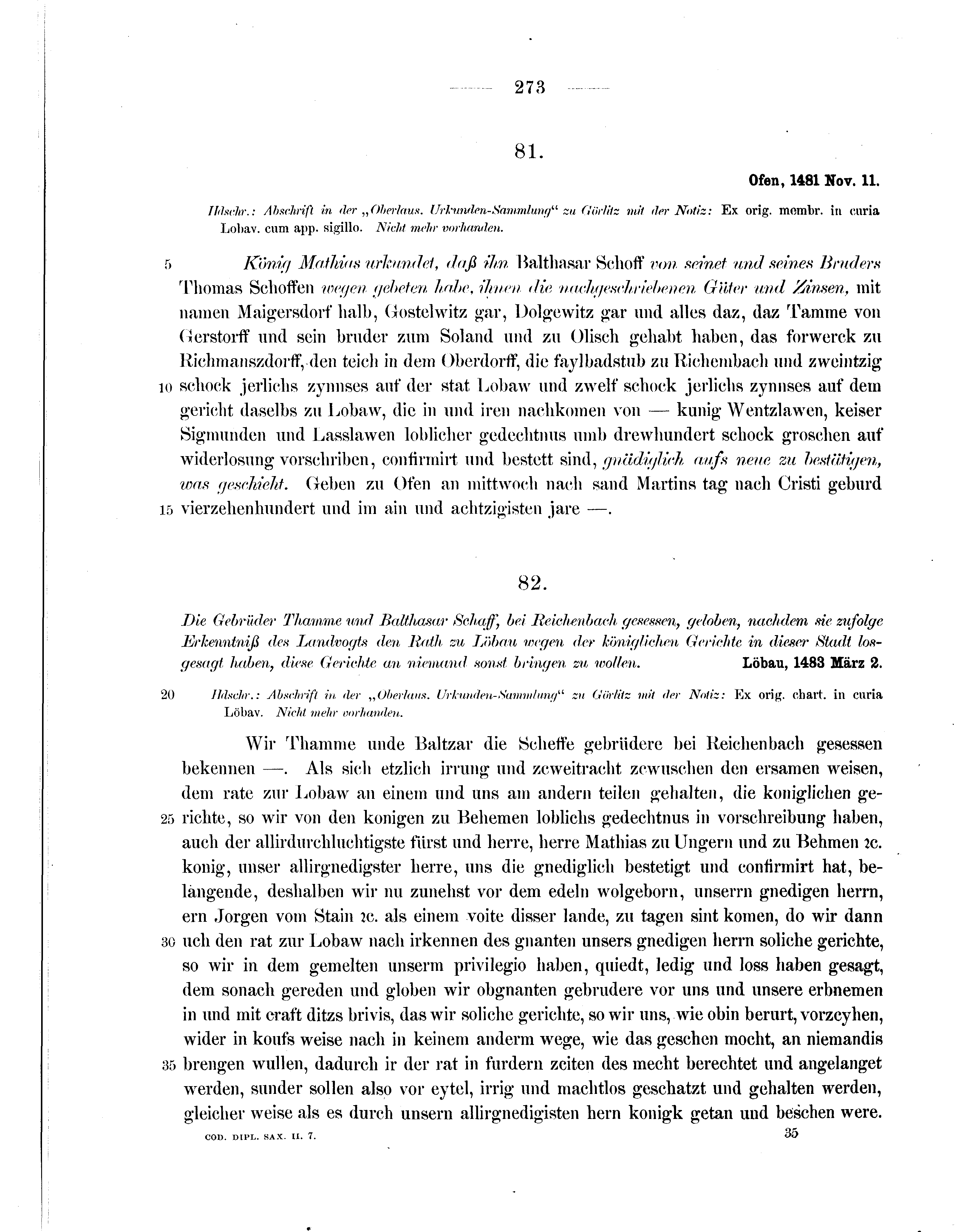 Historische Urkunde Seite 273 aus Band cds2_07