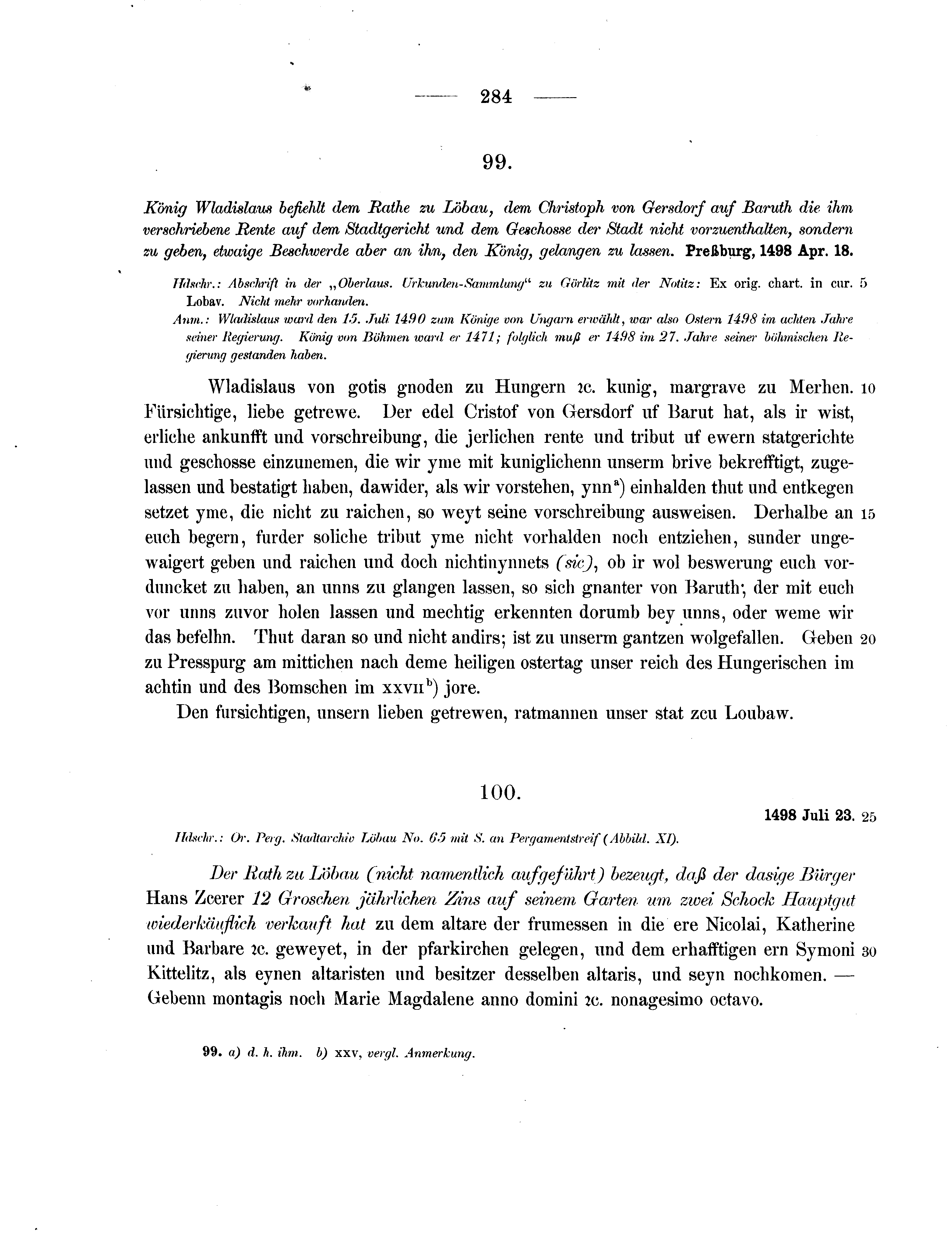 Historische Urkunde Seite 284 aus Band cds2_07