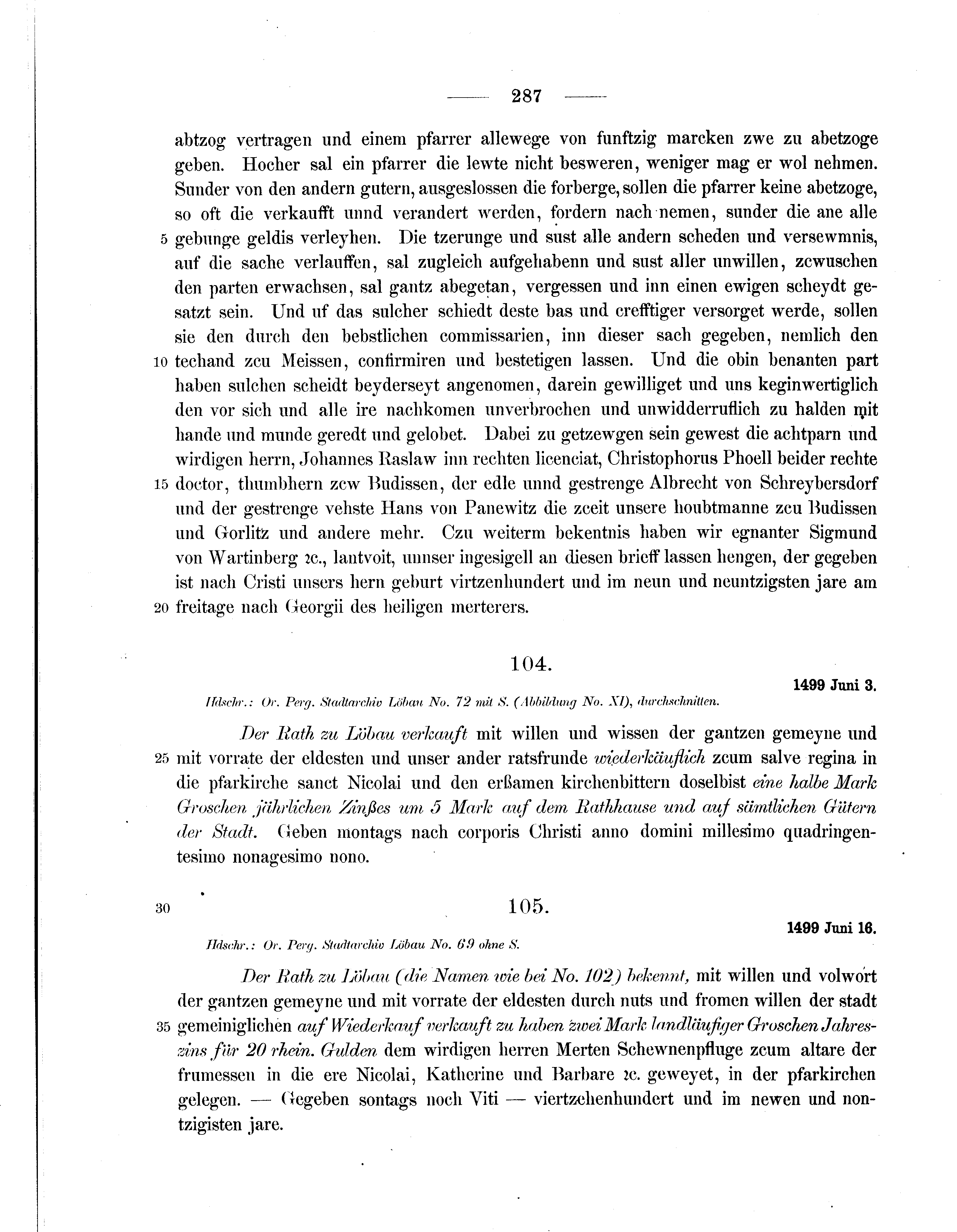 Historische Urkunde Seite 287 aus Band cds2_07