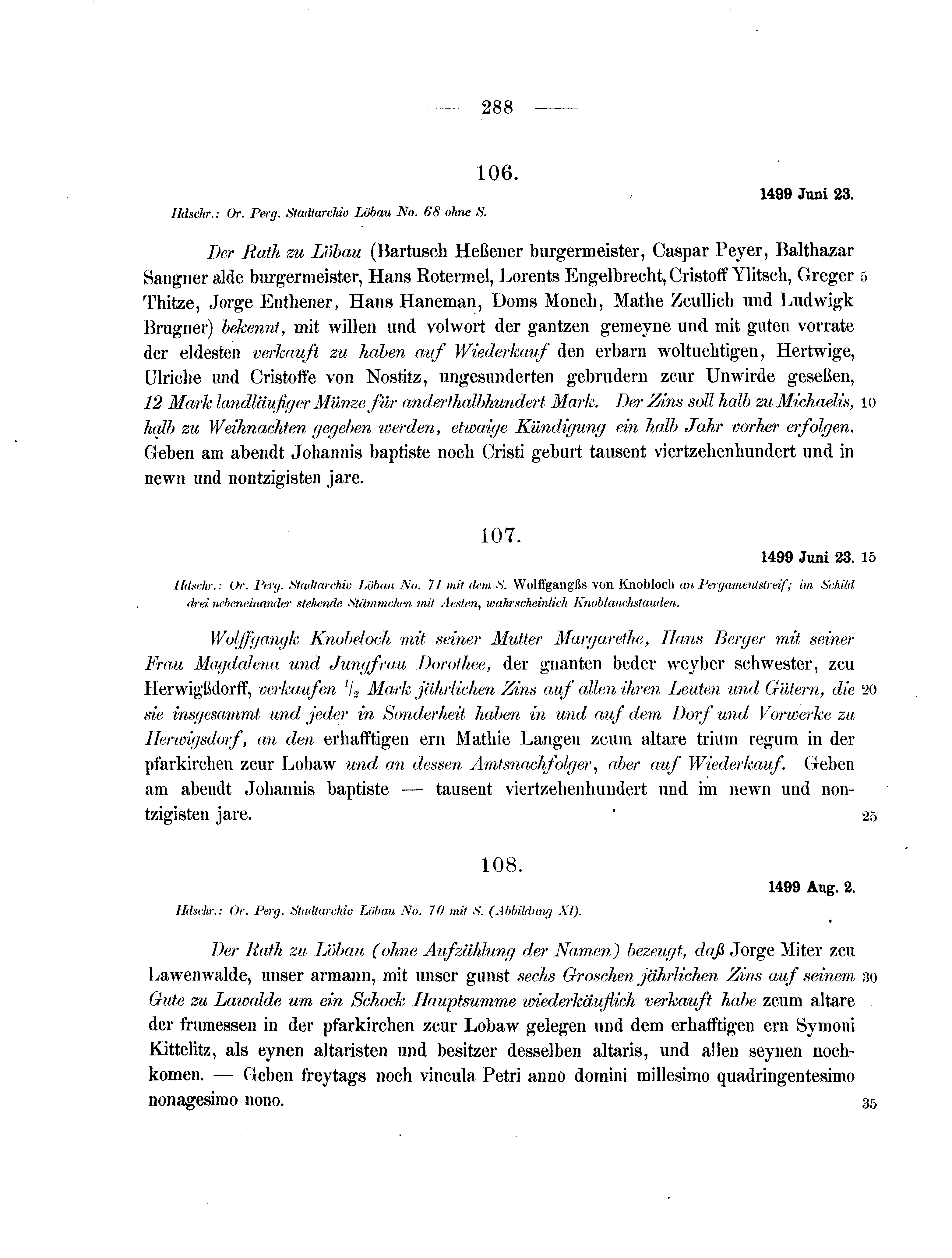 Historische Urkunde Seite 288 aus Band cds2_07