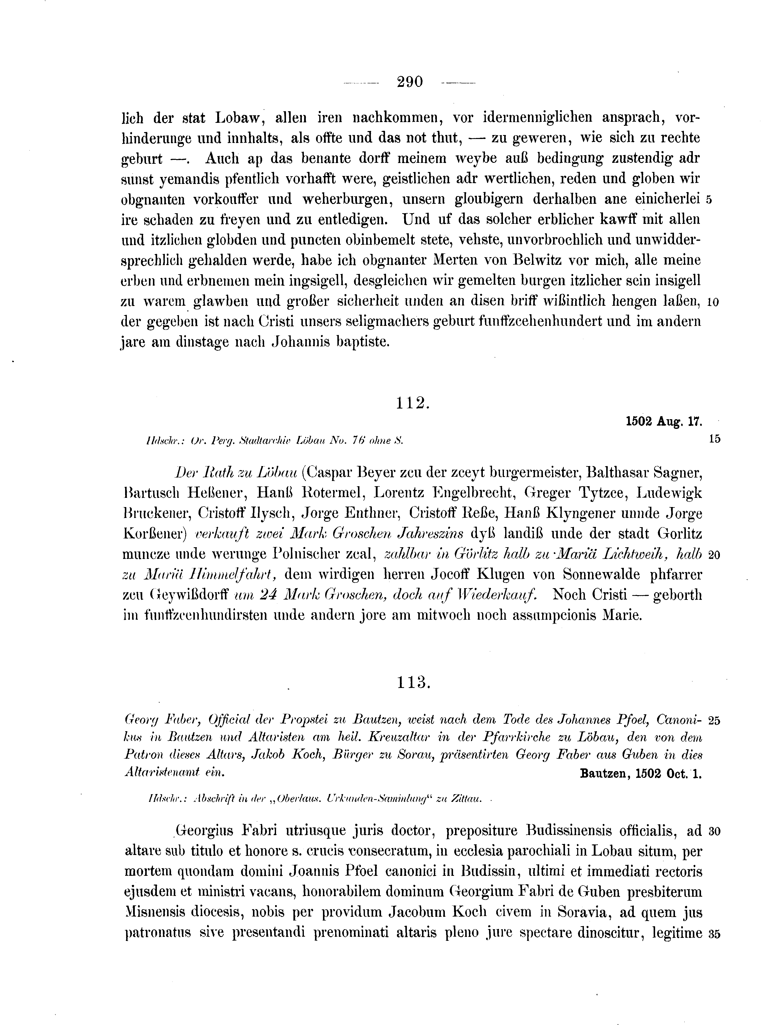 Historische Urkunde Seite 290 aus Band cds2_07
