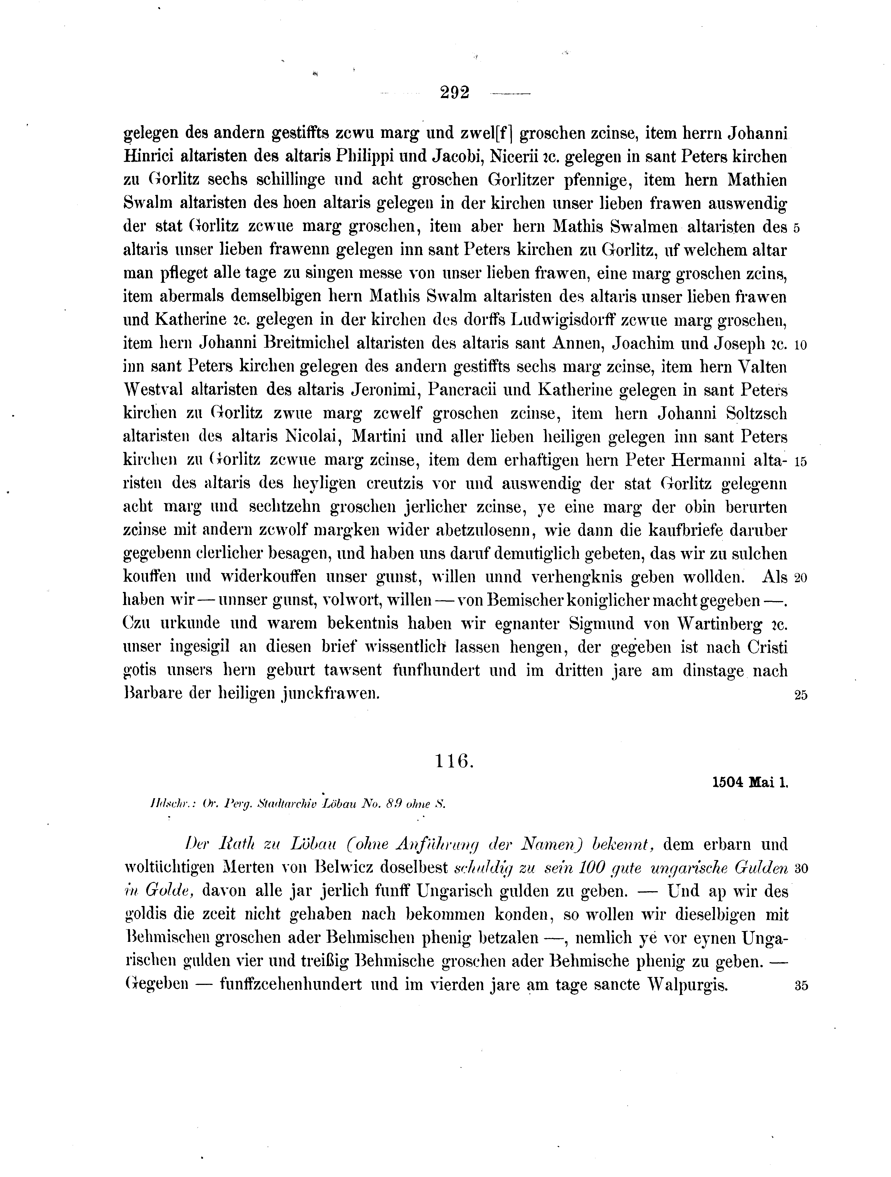 Historische Urkunde Seite 292 aus Band cds2_07