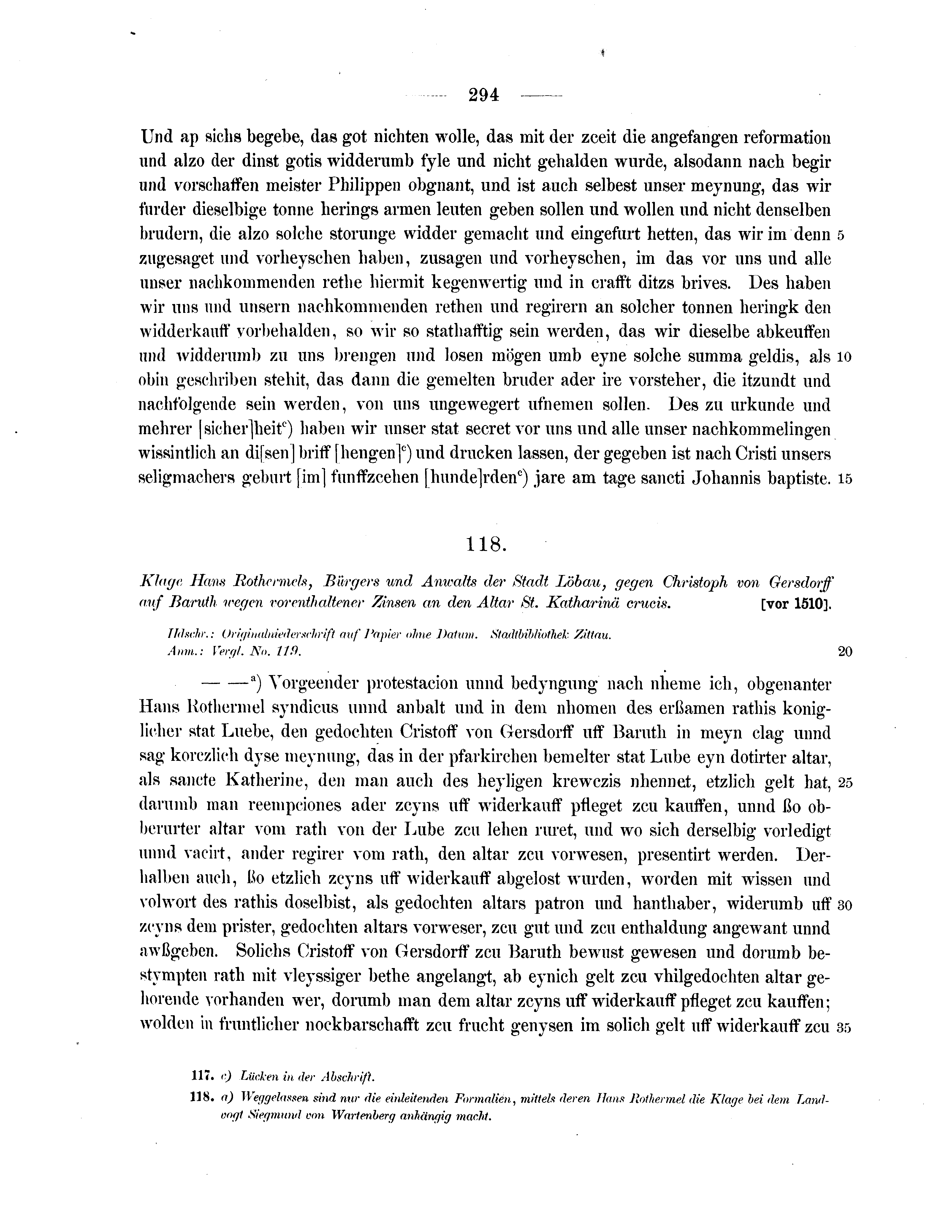 Historische Urkunde Seite 294 aus Band cds2_07