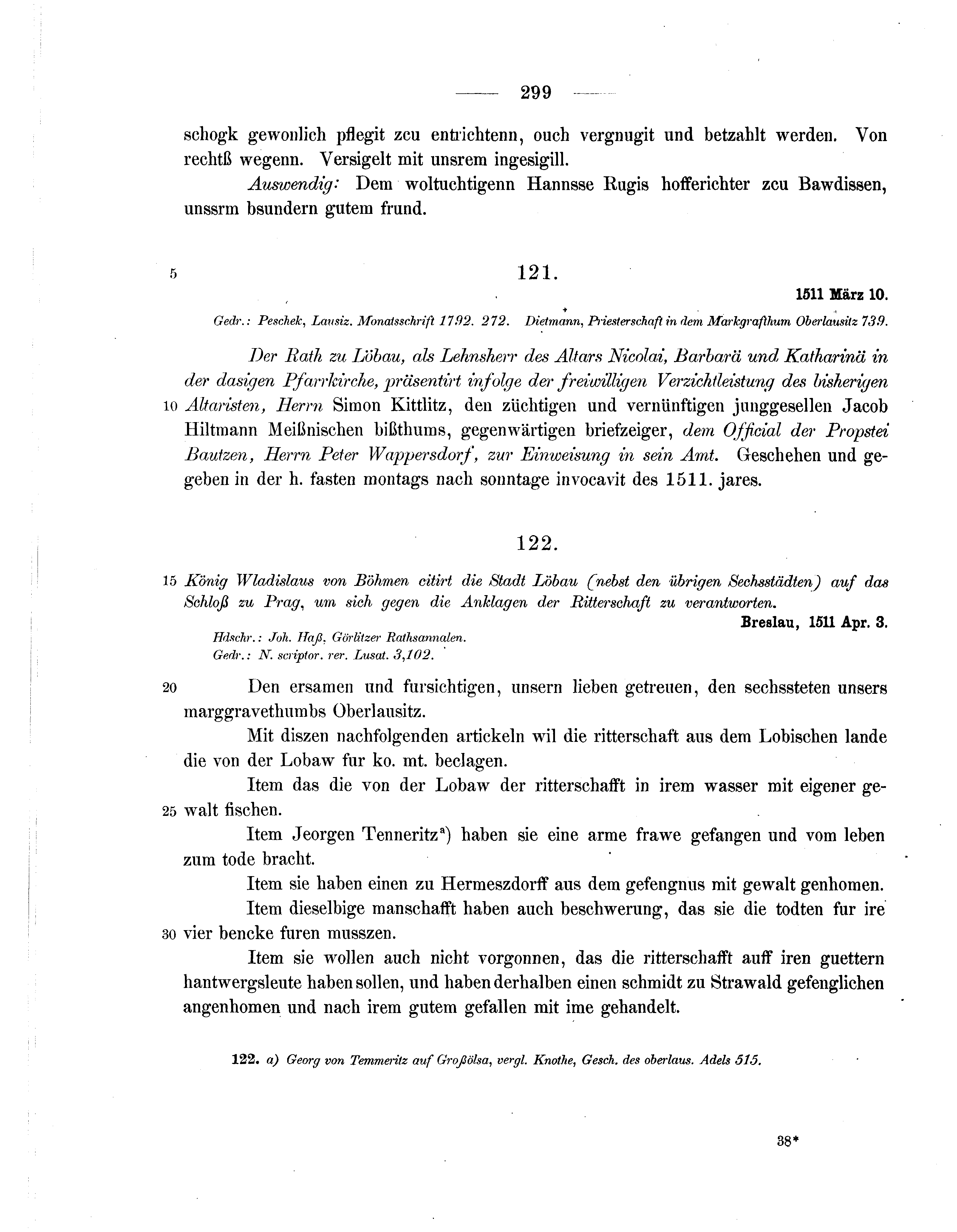 Historische Urkunde Seite 299 aus Band cds2_07