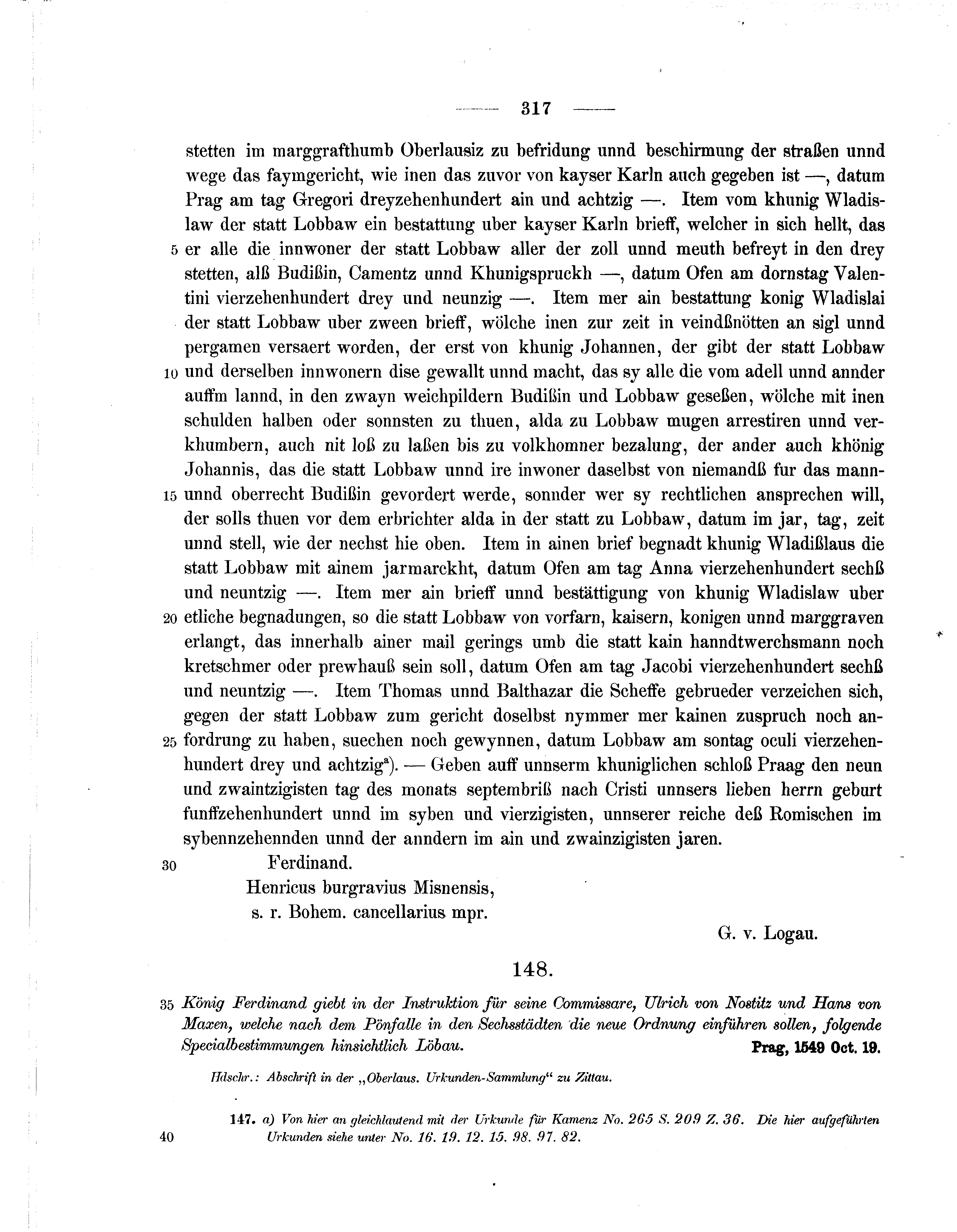 Historische Urkunde Seite 317 aus Band cds2_07