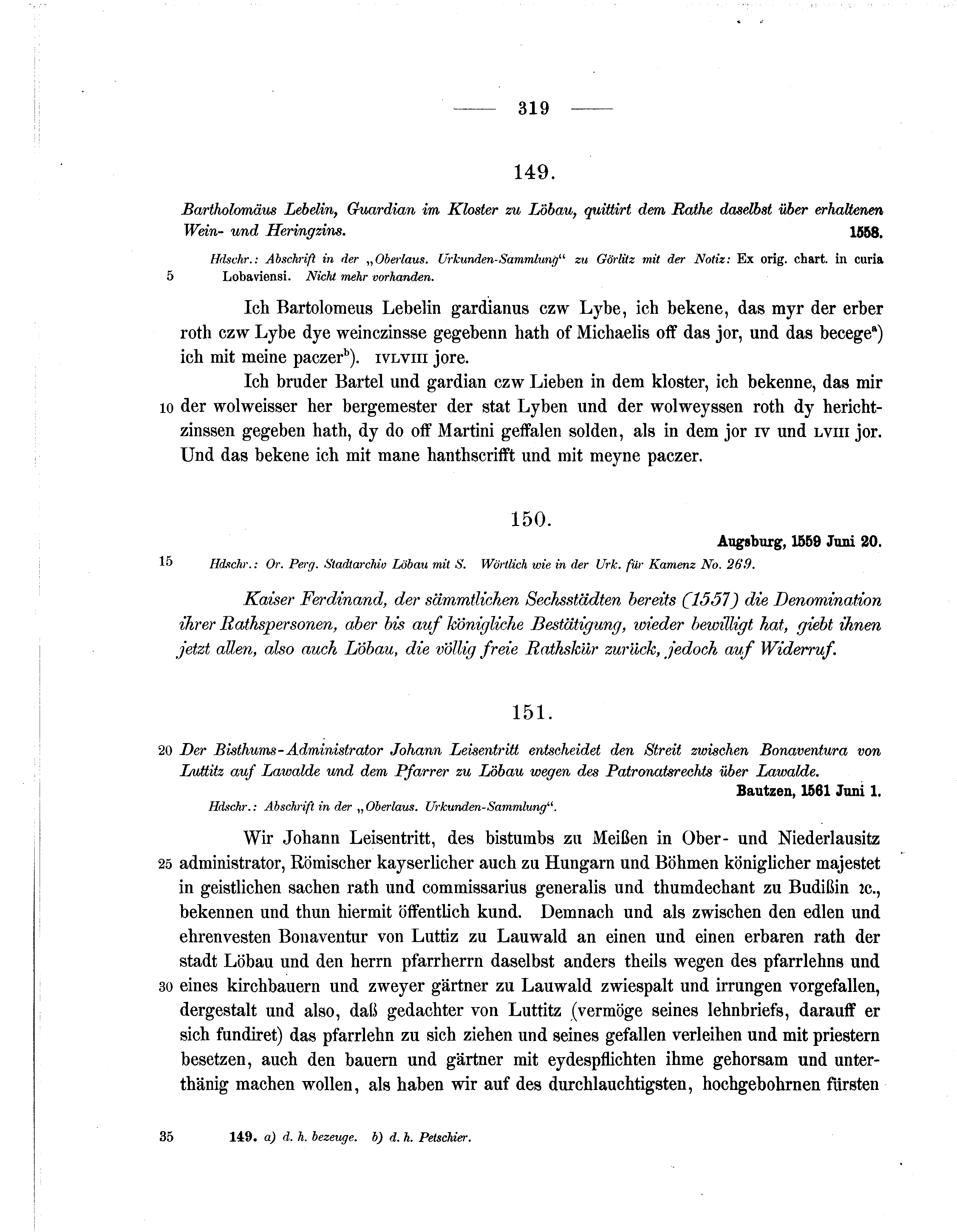 Historische Urkunde Seite 319 aus Band cds2_07