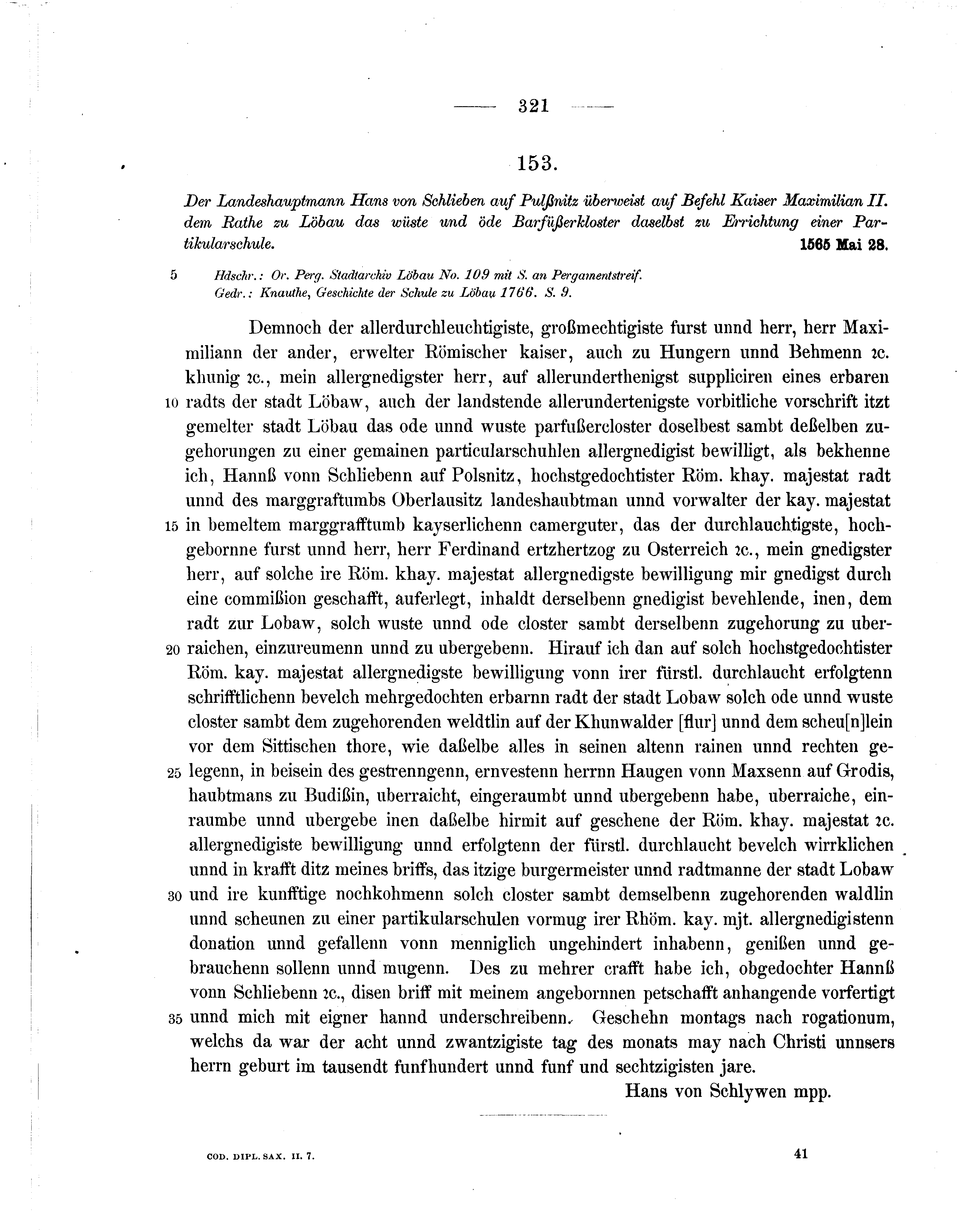 Historische Urkunde Seite 321 aus Band cds2_07