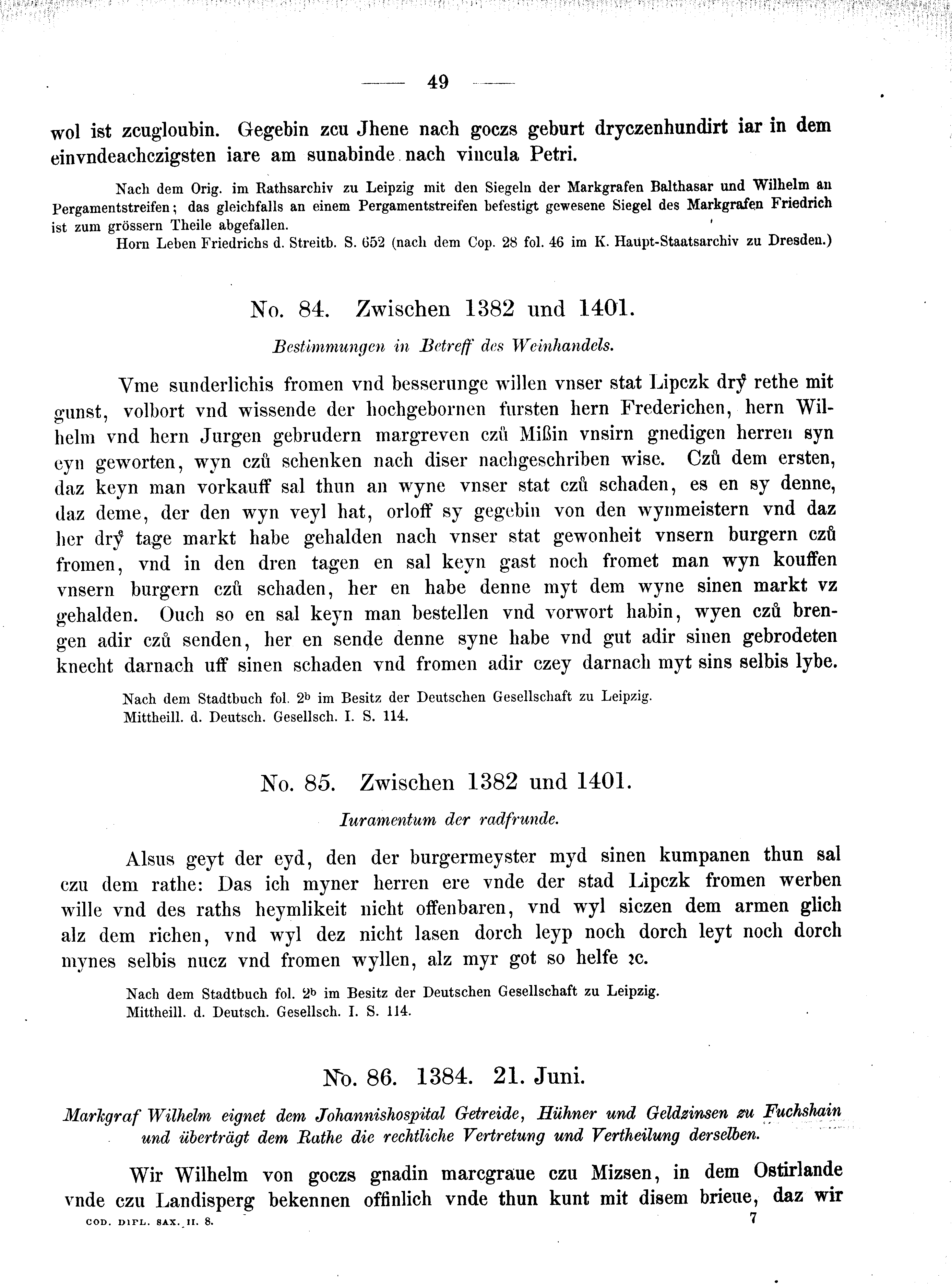 Historische Urkunde Seite 49 aus Band cds2_08