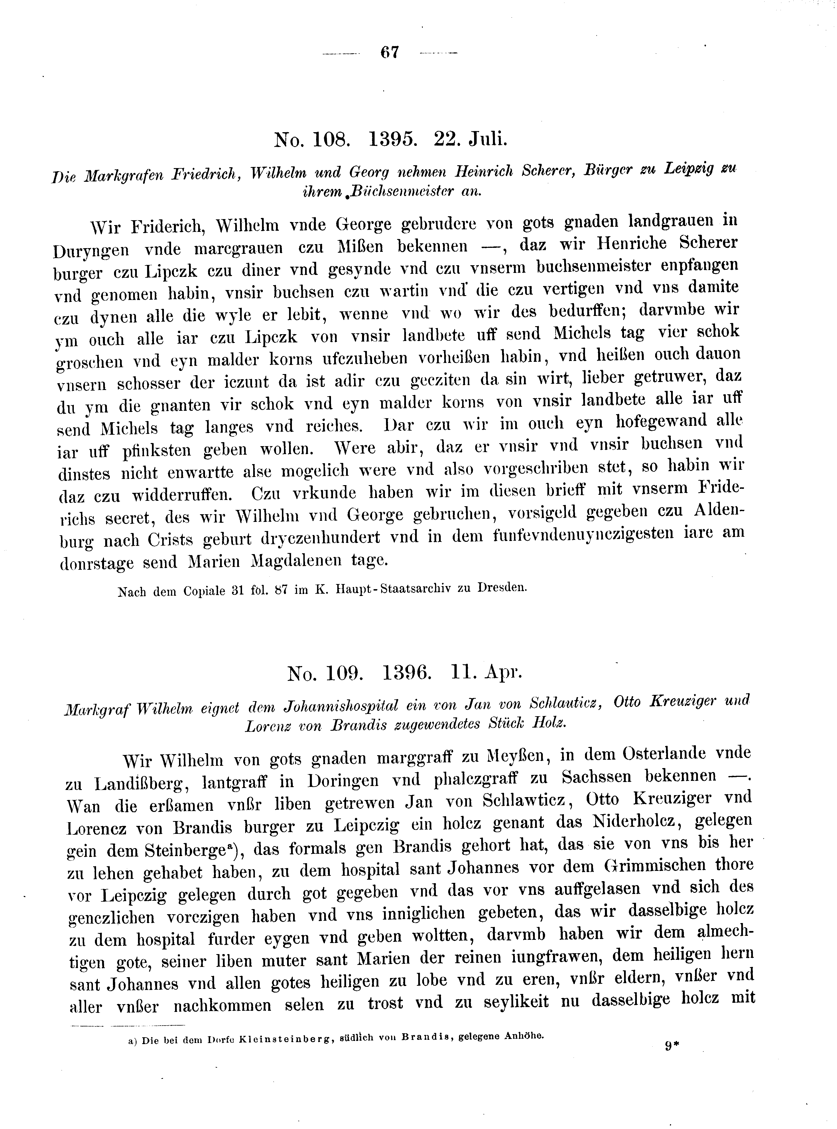 Historische Urkunde Seite 67 aus Band cds2_08