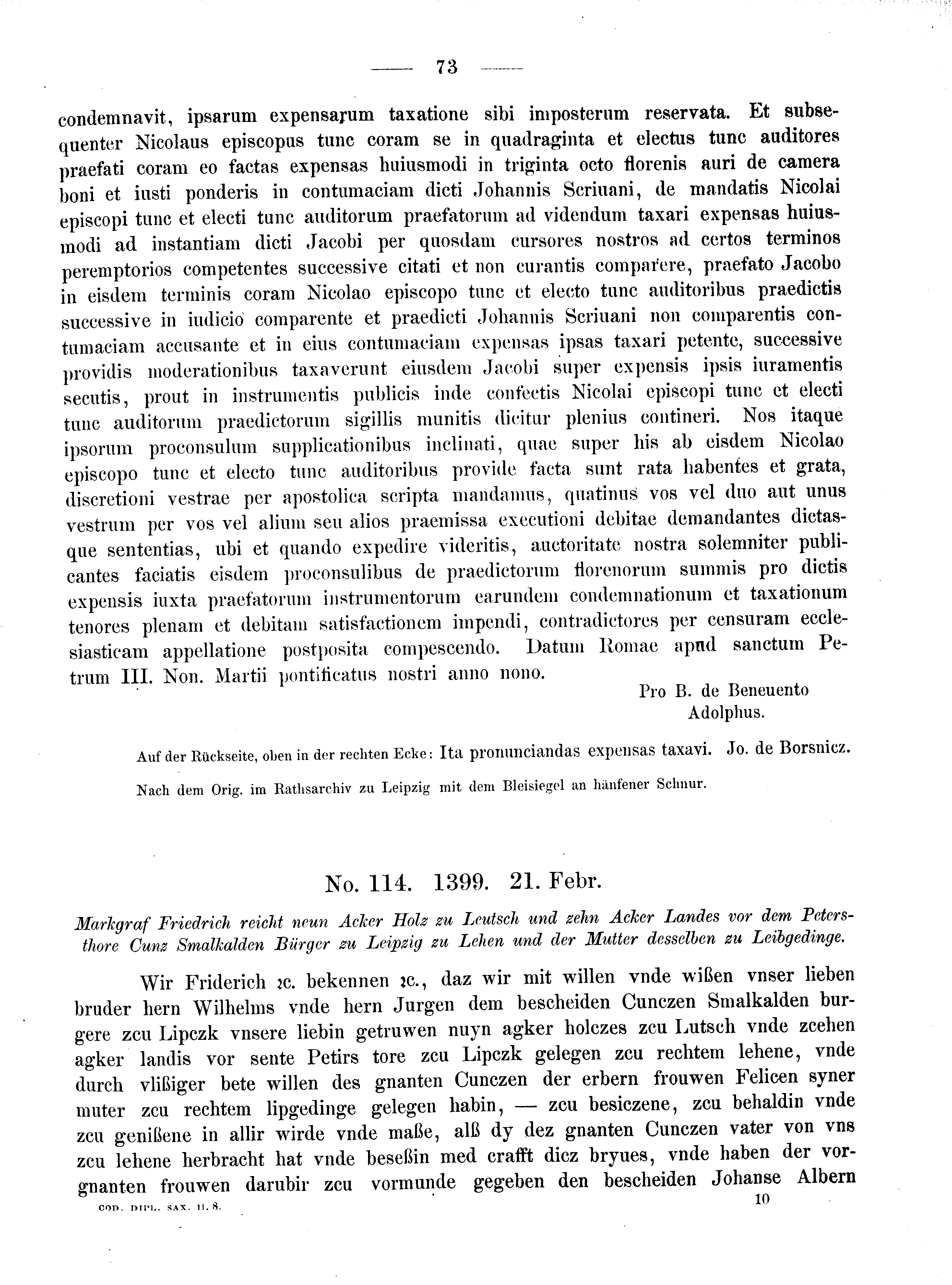 Historische Urkunde Seite 73 aus Band cds2_08