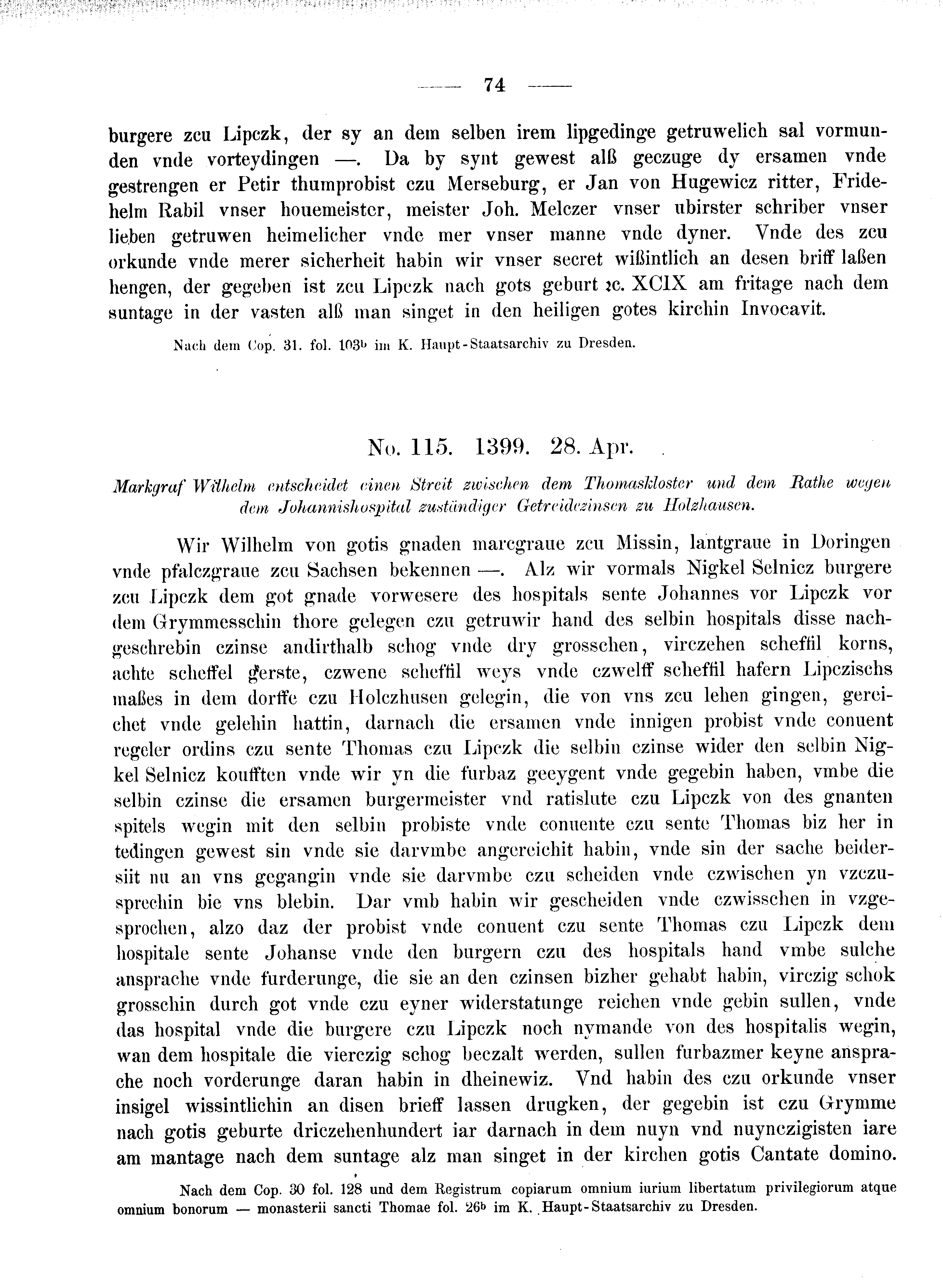 Historische Urkunde Seite 74 aus Band cds2_08