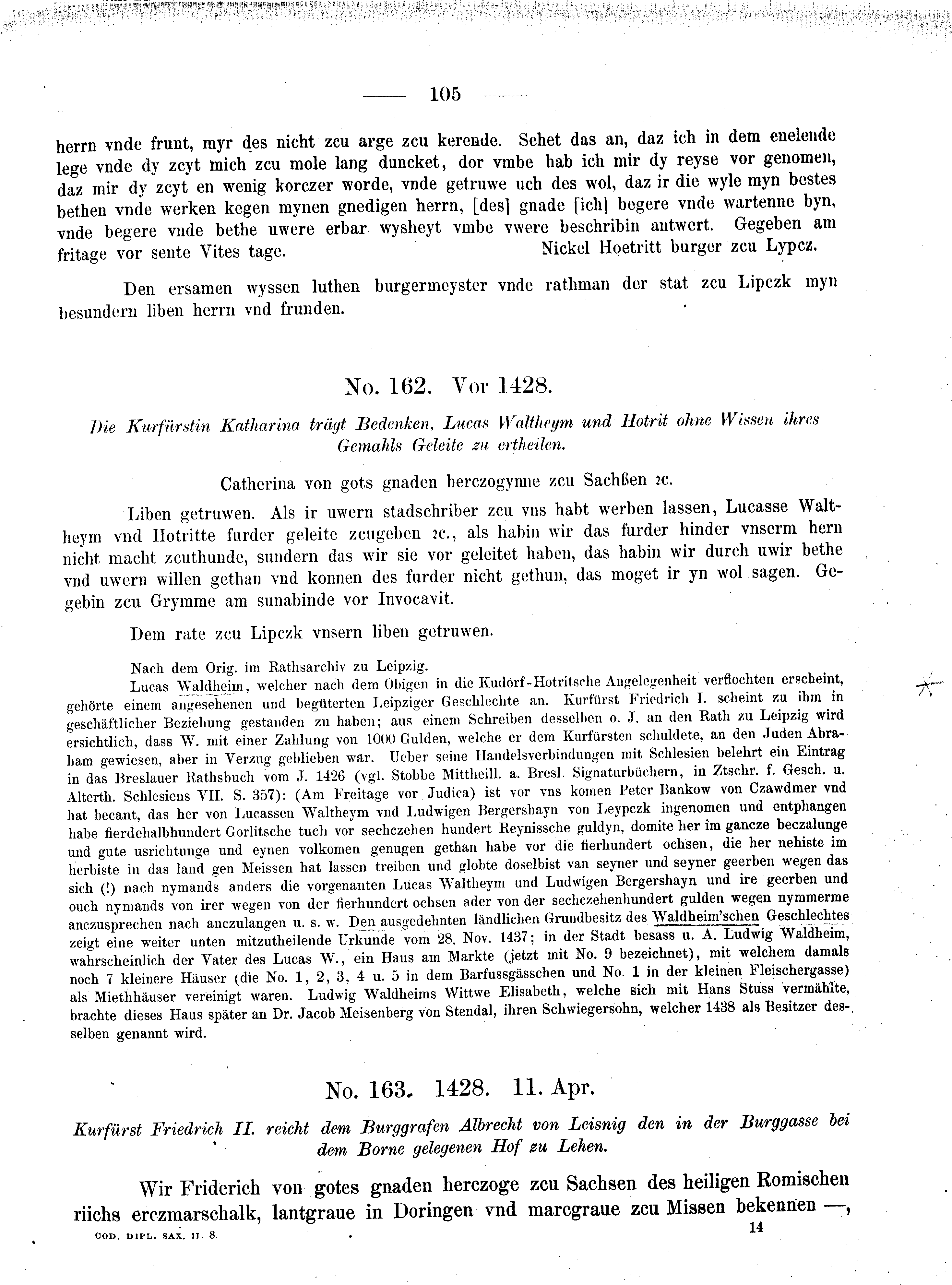 Historische Urkunde Seite 105 aus Band cds2_08