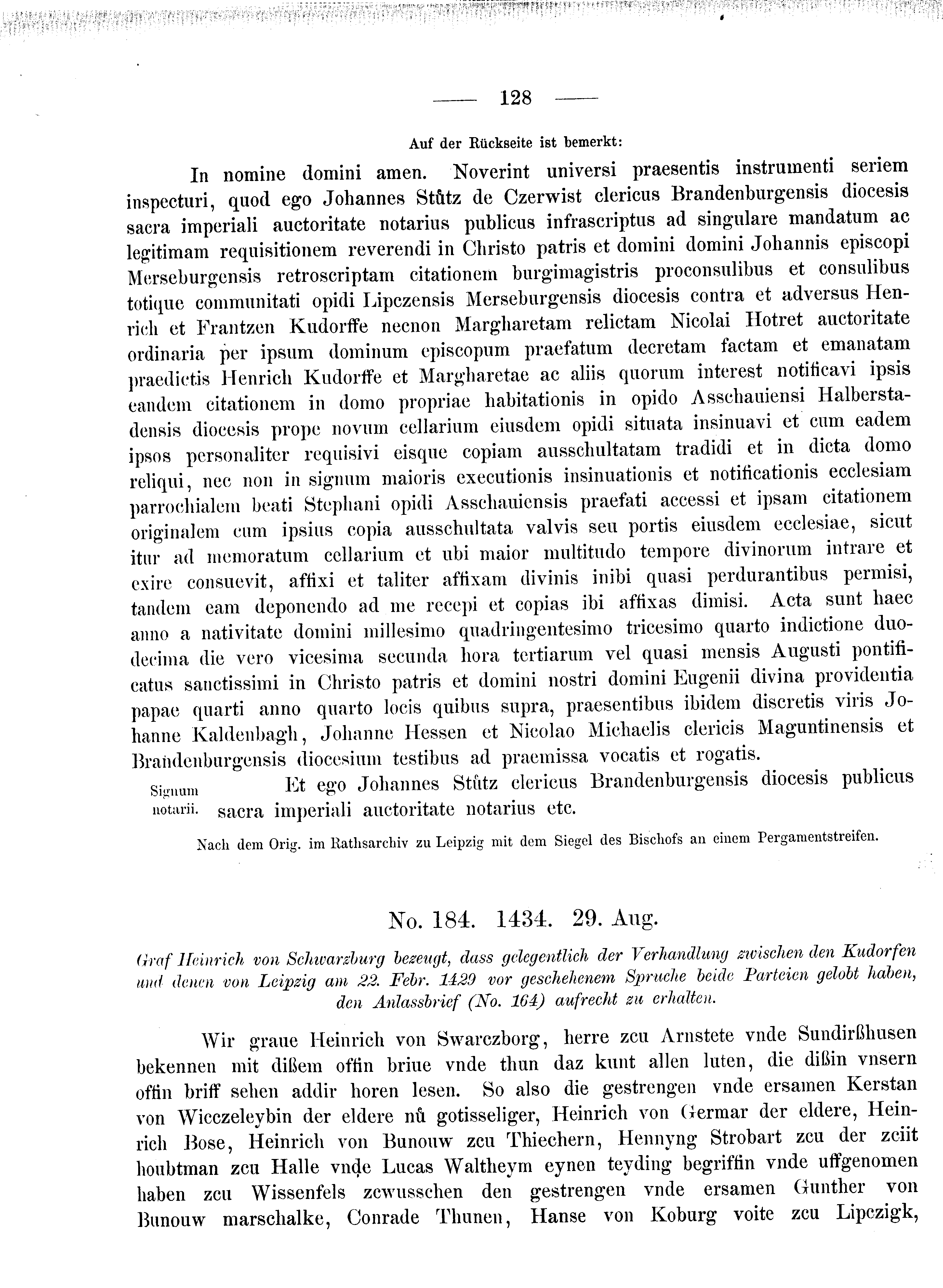 Historische Urkunde Seite 128 aus Band cds2_08