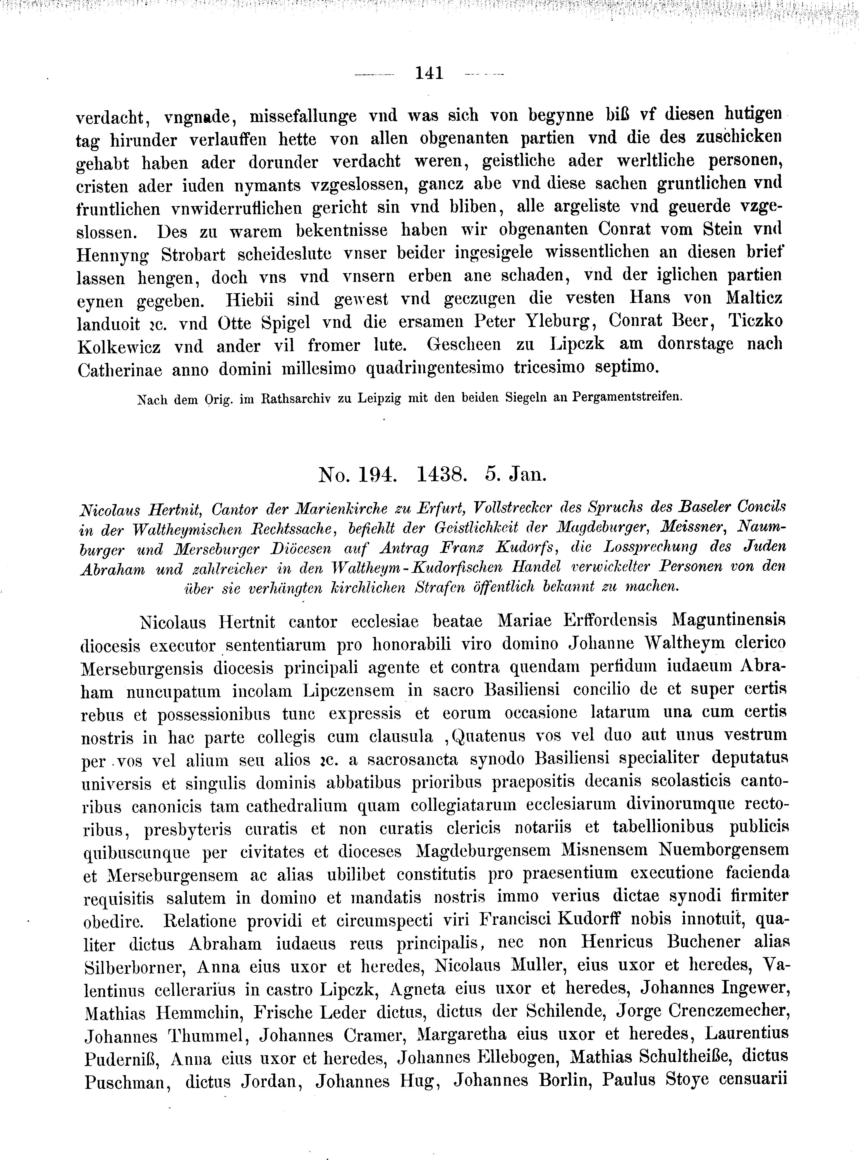 Historische Urkunde Seite 141 aus Band cds2_08