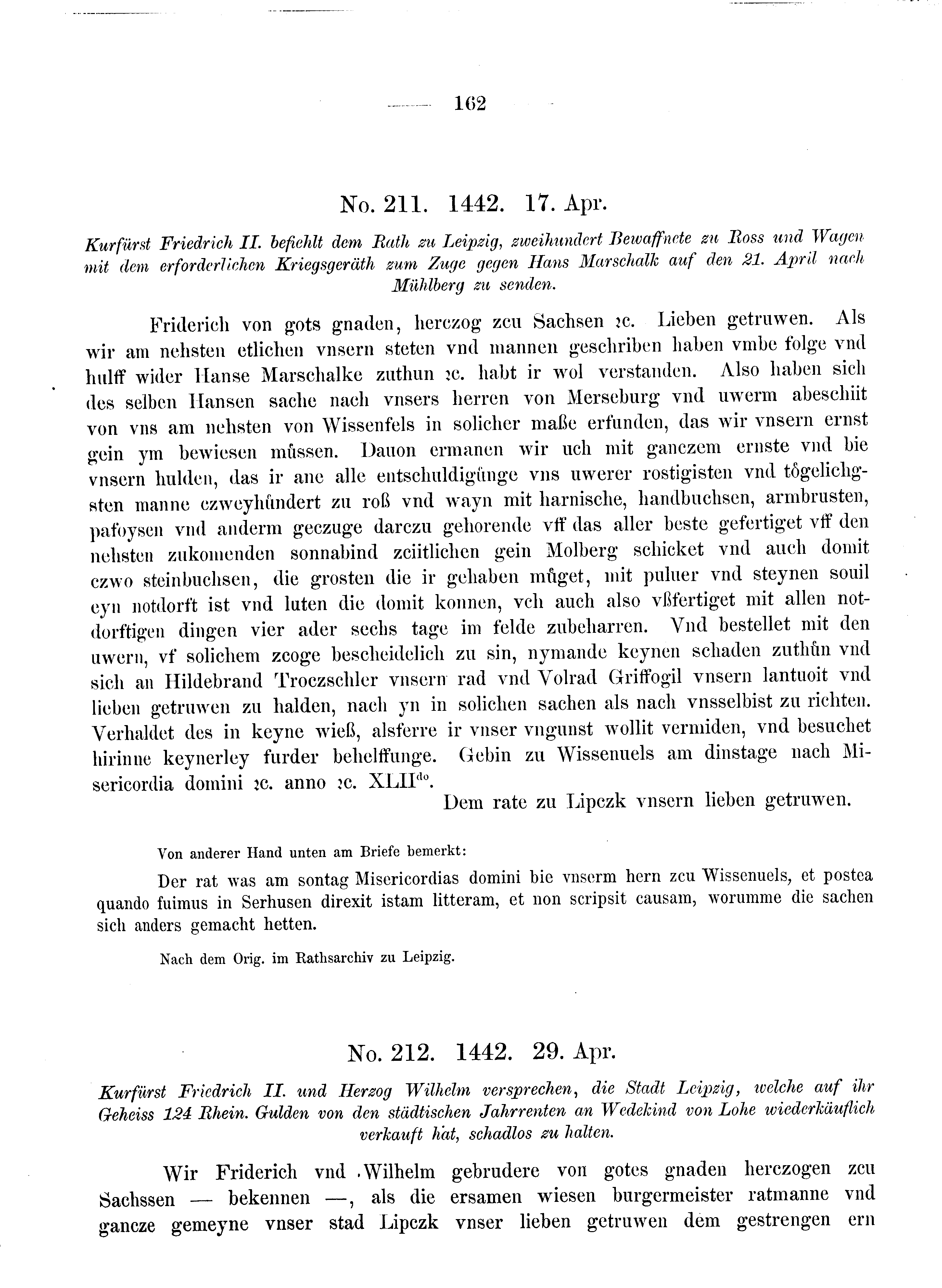 Historische Urkunde Seite 162 aus Band cds2_08