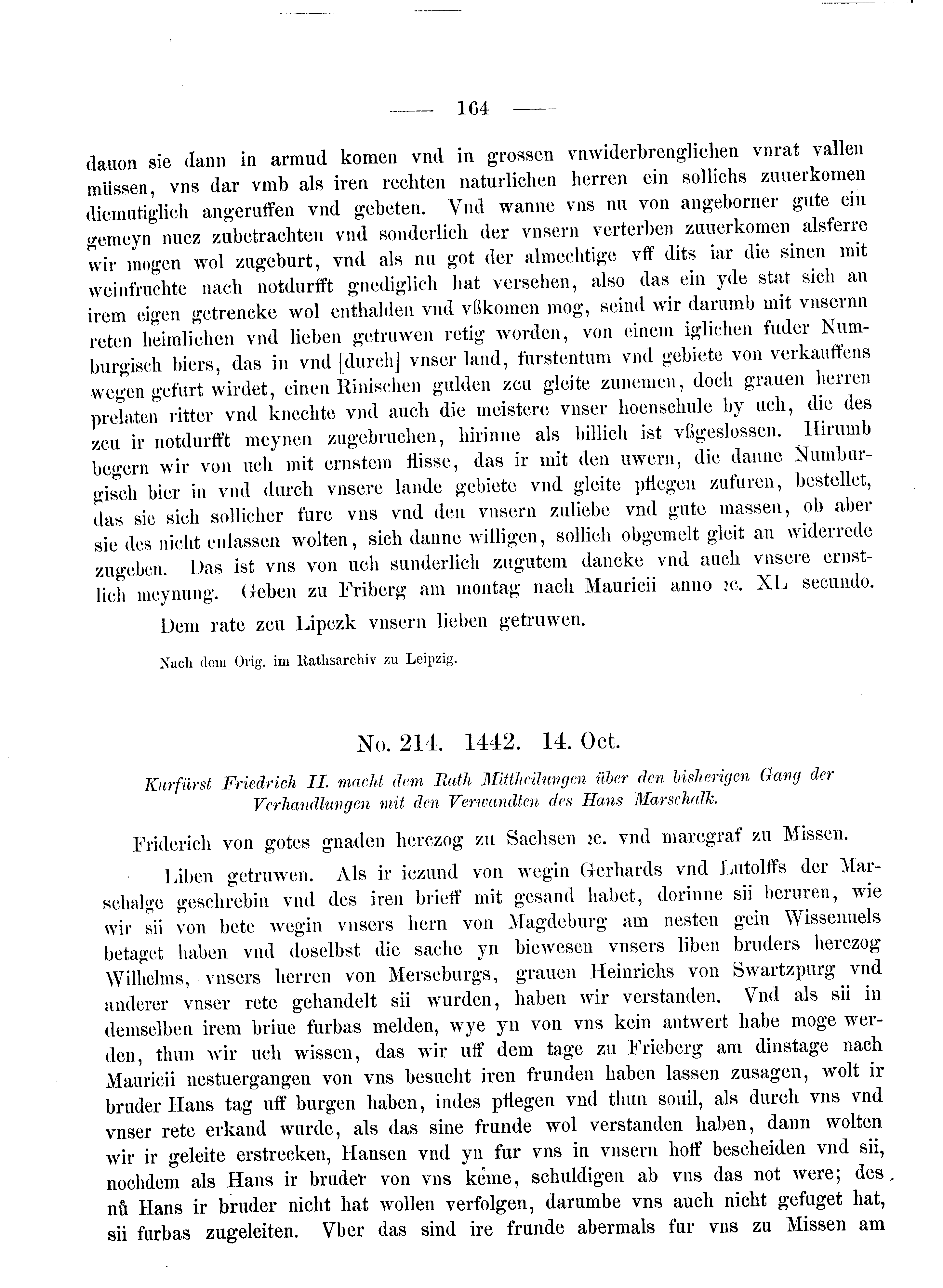 Historische Urkunde Seite 164 aus Band cds2_08