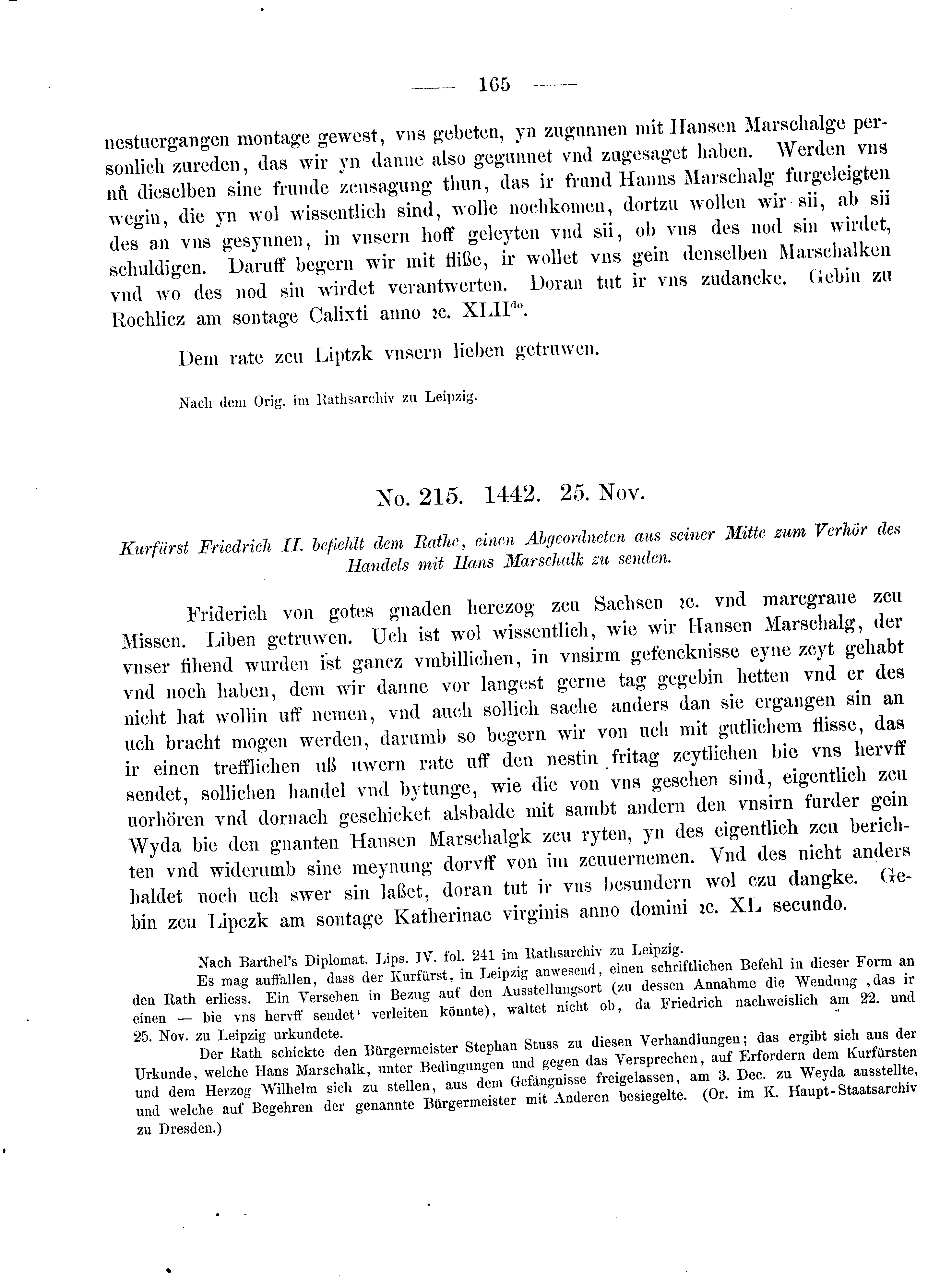 Historische Urkunde Seite 165 aus Band cds2_08