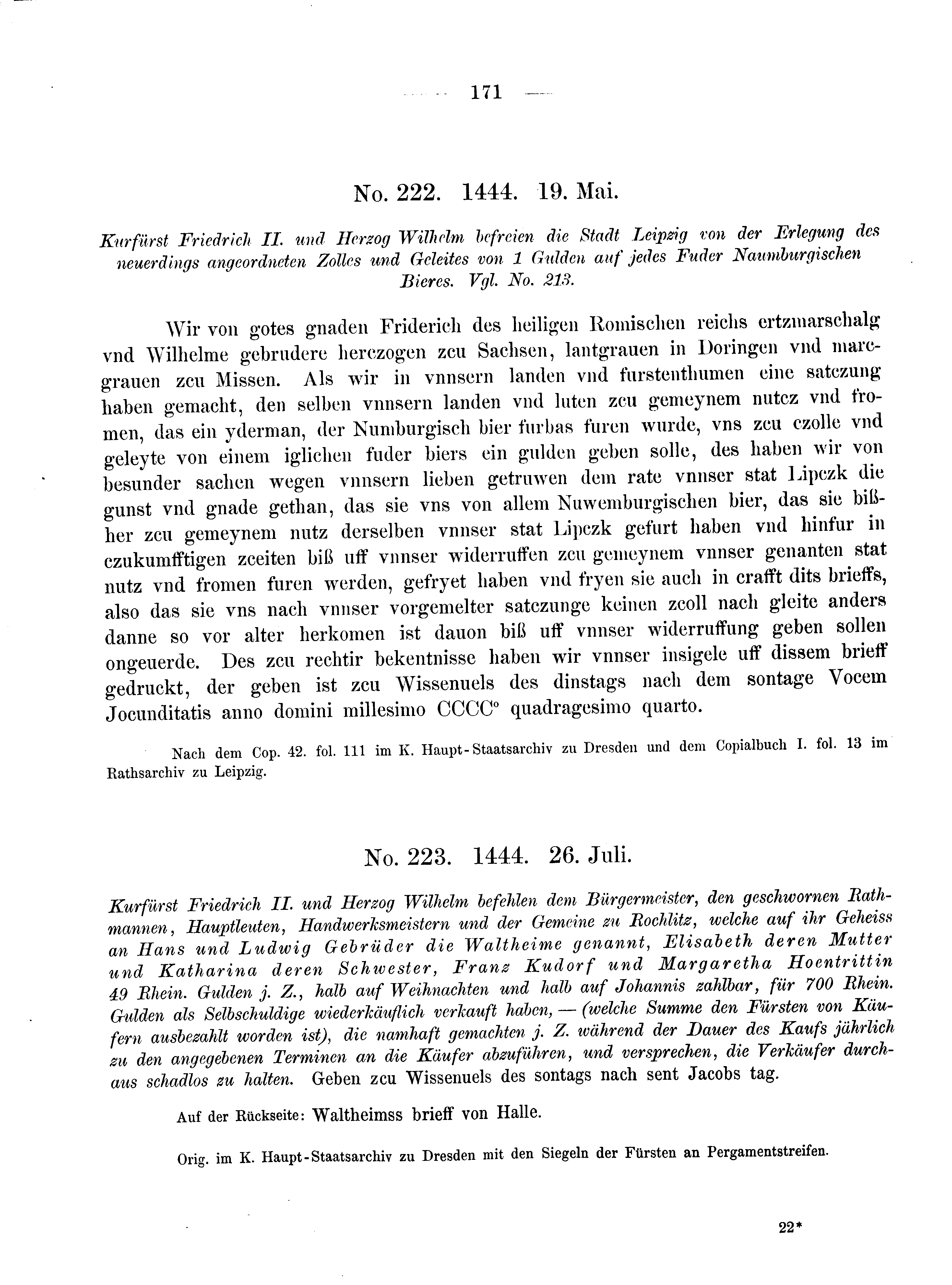 Historische Urkunde Seite 171 aus Band cds2_08