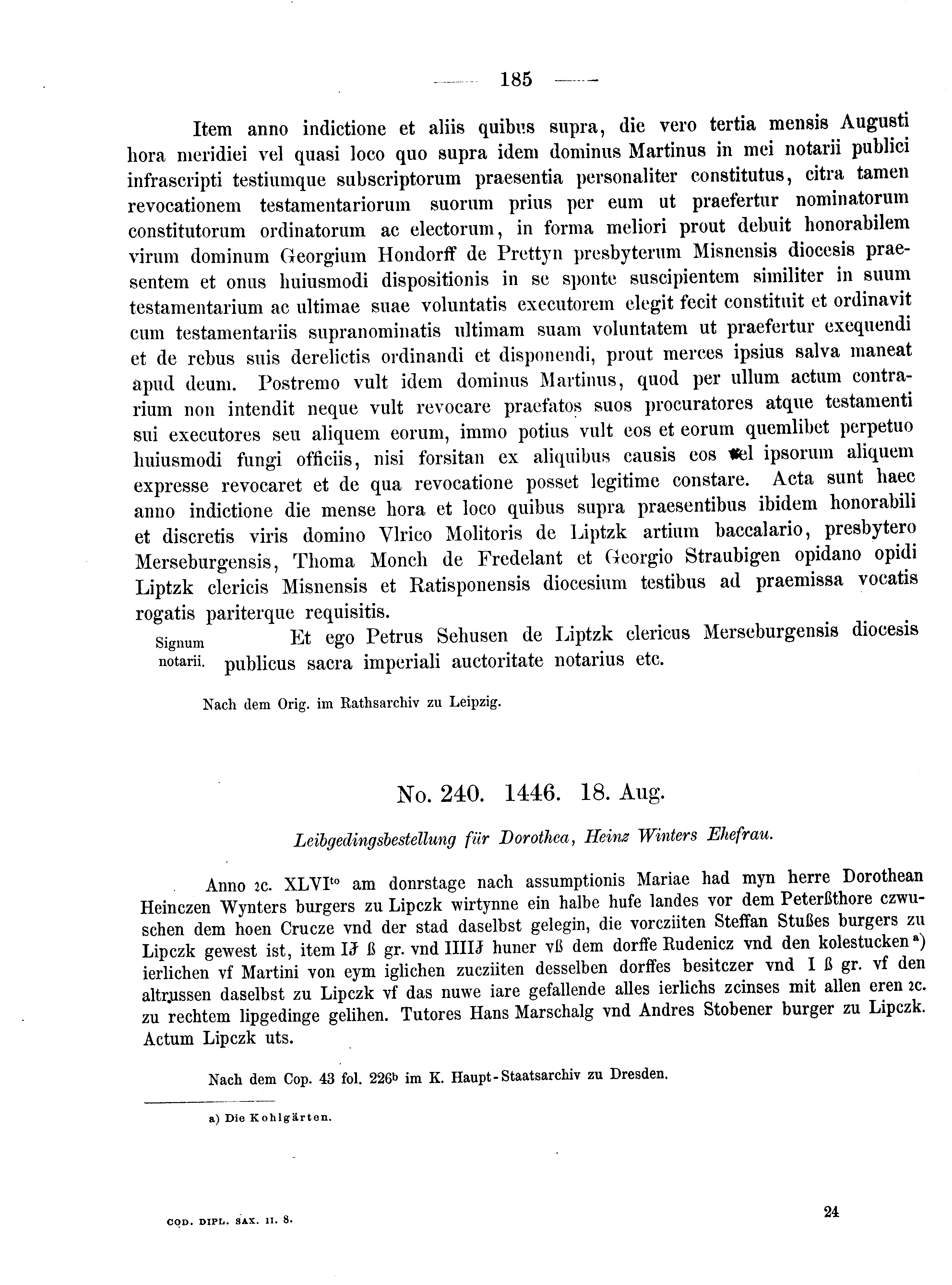 Historische Urkunde Seite 185 aus Band cds2_08