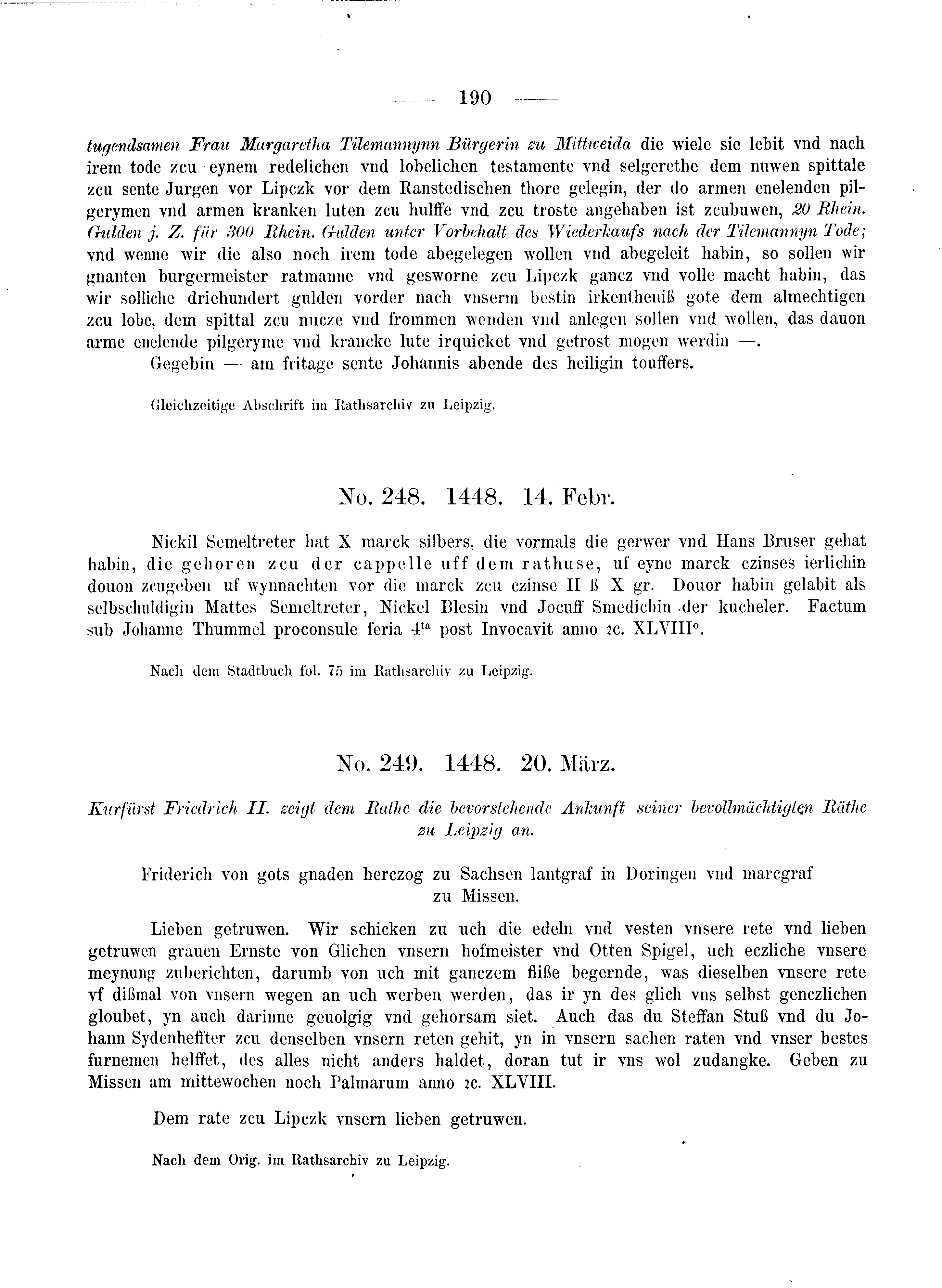 Historische Urkunde Seite 190 aus Band cds2_08