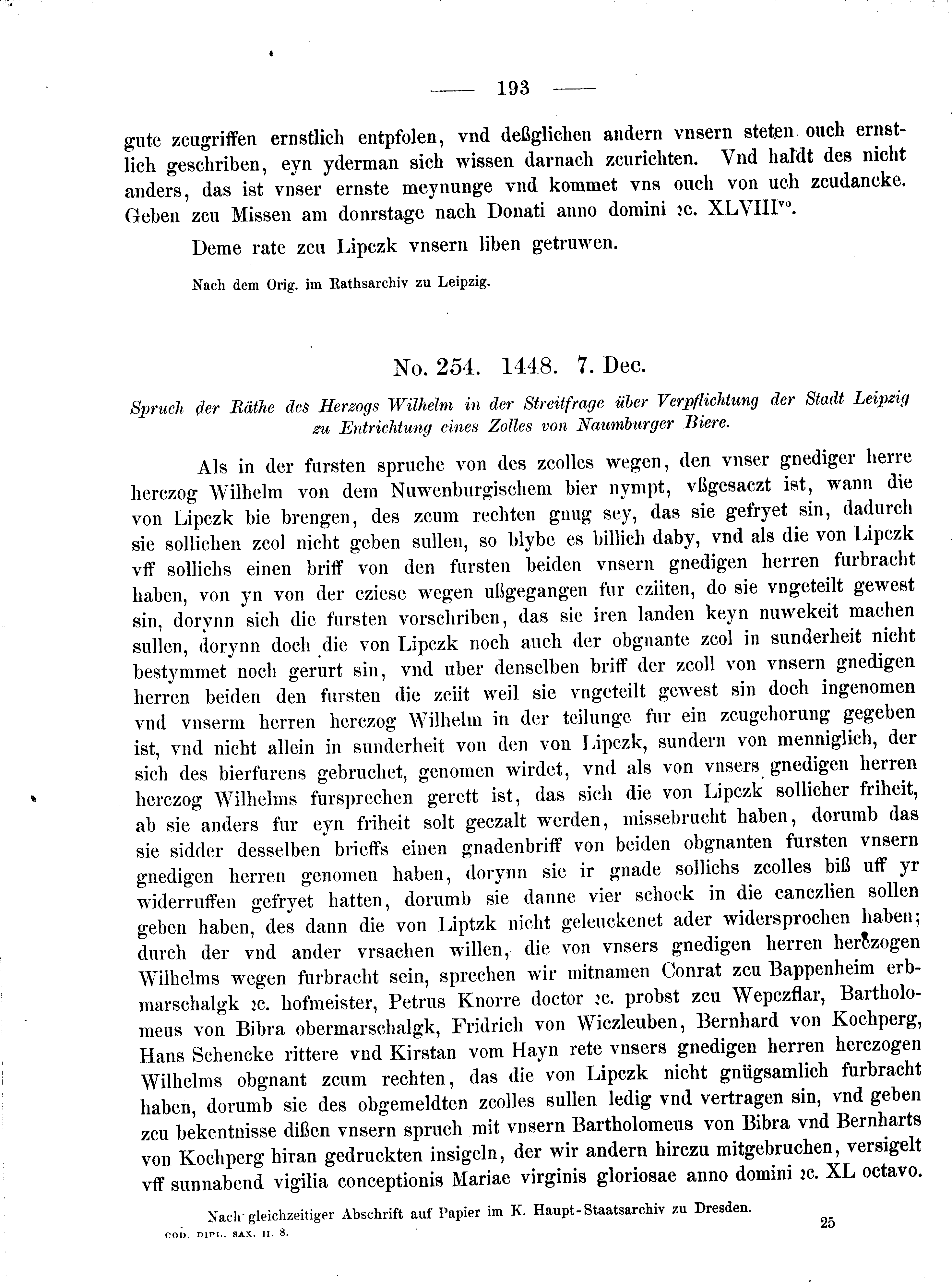 Historische Urkunde Seite 193 aus Band cds2_08